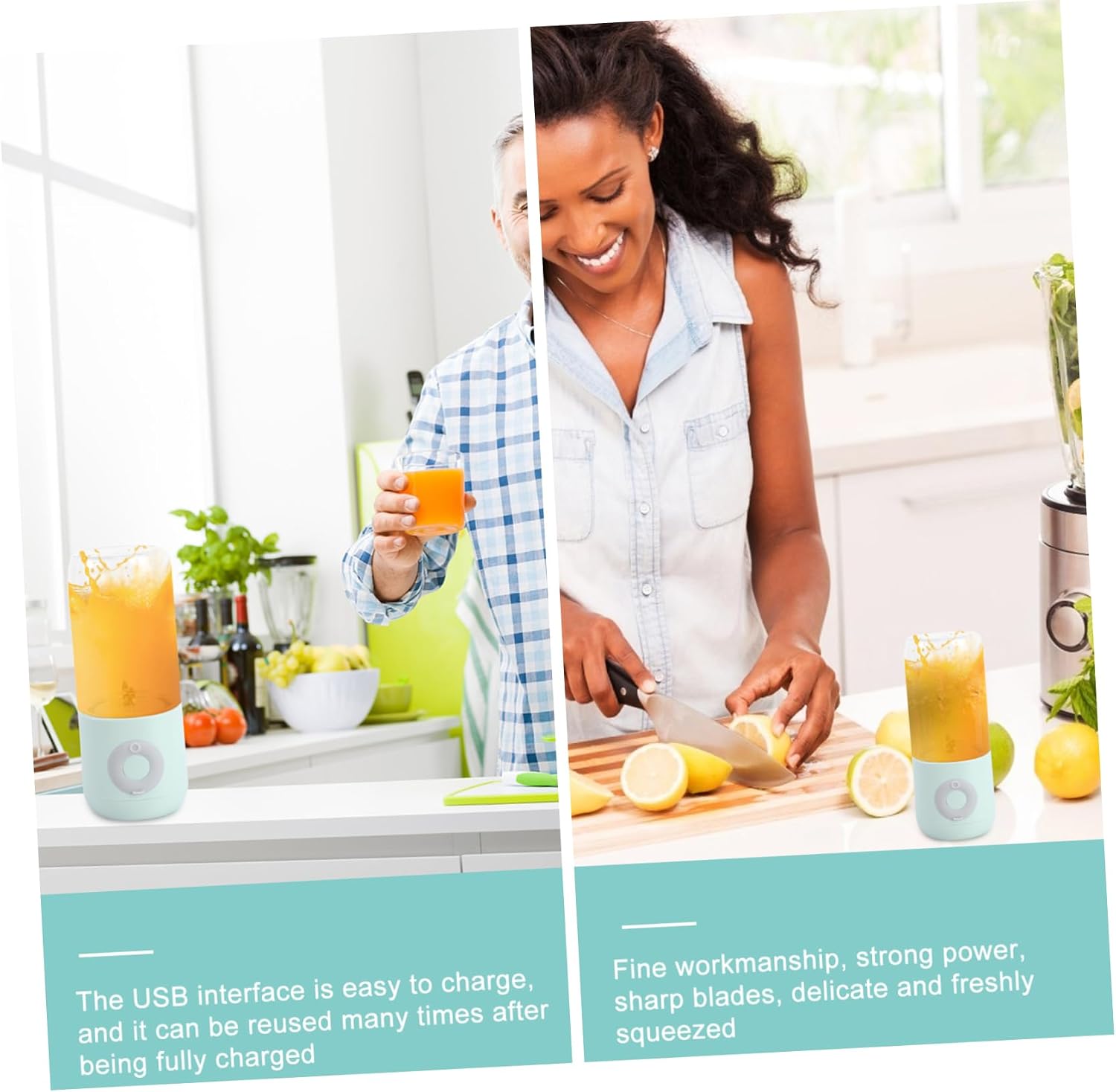 PRETYZOOM Juicer Mini Fruit Juice Maker Rechargeable Squeezer Lightweight Easy to Clean