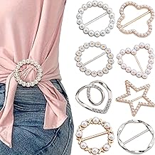 Bikasun 8 Stück Damen T Shirt Clip, Schal Ring Clip, Strasssteine Schnalle, Seidenschal Ring, Tshirt Clip, Gürtelschnalle, Kleidungs Eckknopf, Sterne Kreise Herzen Gänseblümchen, Silber und Gold