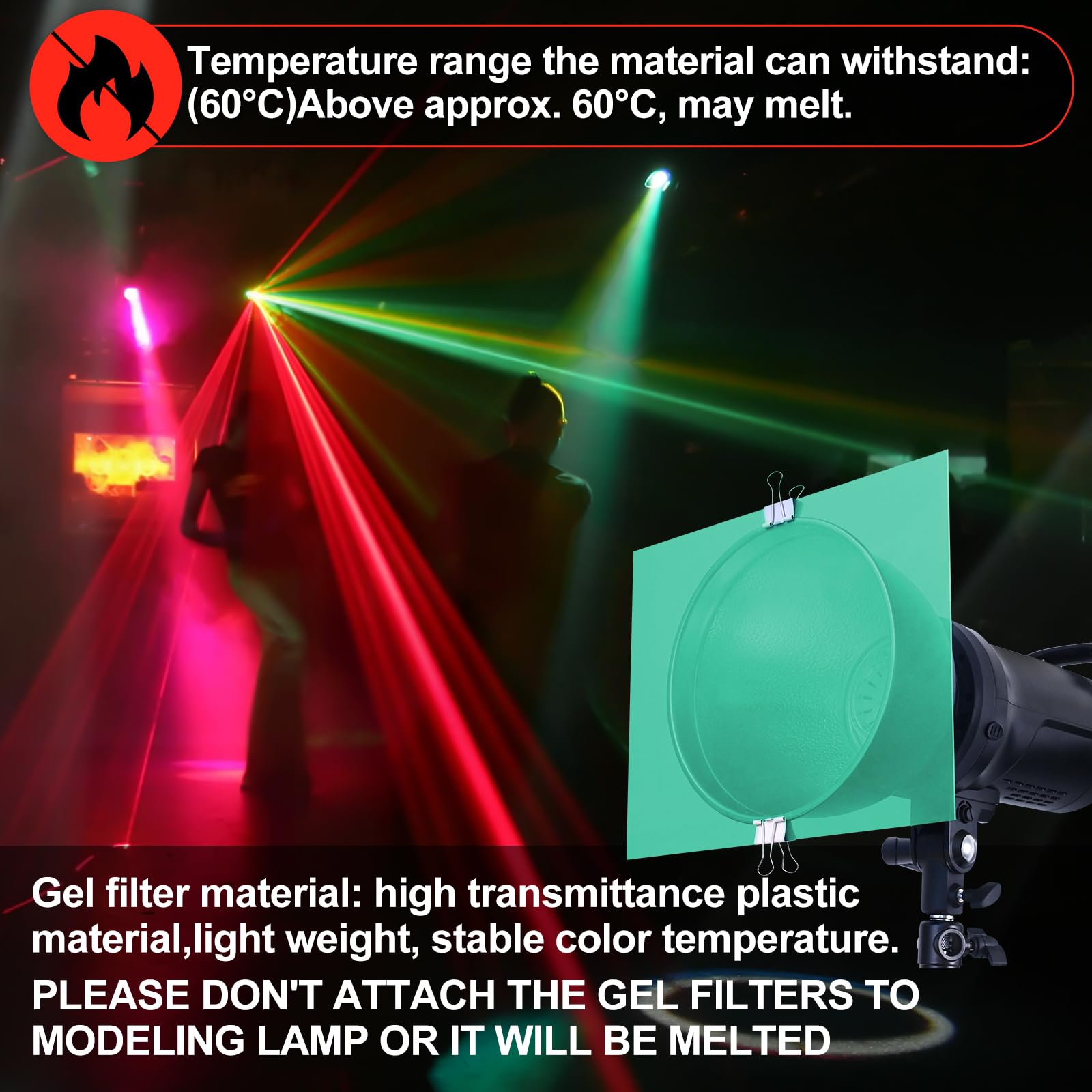 (10 pezzi) filtri per luce in gel, colore rosso e verde, filtri in plastica trasparente, 21 x 28 cm, per film, video, foto, palcoscenico (Natale)