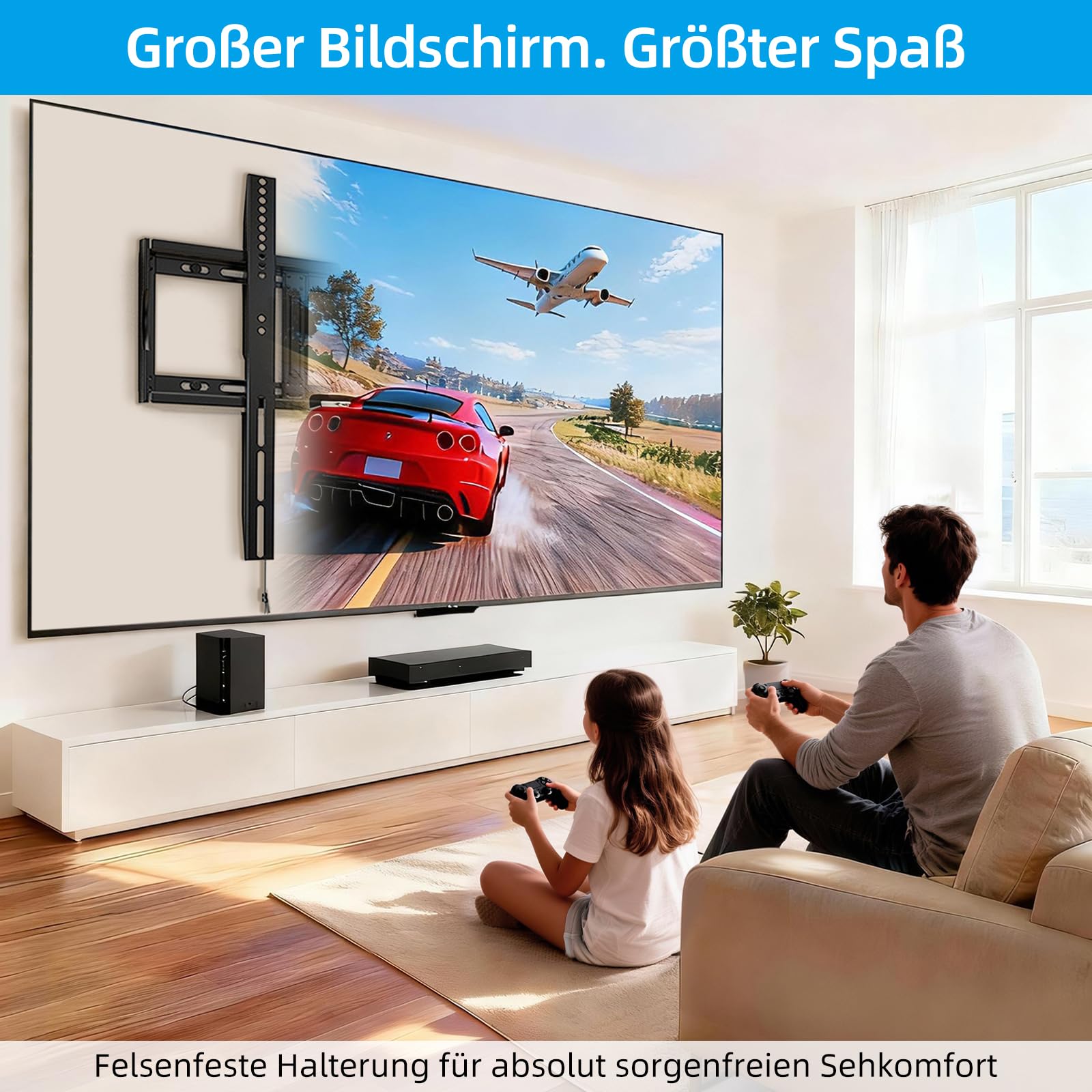Home Vision TV Wandhalterung 48–120 Zoll Fest, Ultra Flach & Schwerlast bis 120 kg (264 lbs), Max. VESA 800x600, Extra Stabile TV Halterung Fixed, Low Profile Wandhalterung für Große Fernseher
