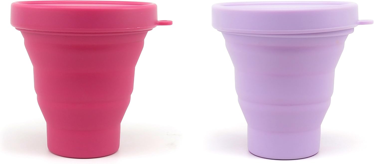 Sanitation Container to Clean Menstrual Cup, Set of 2 - Raspberry and Amethyst
