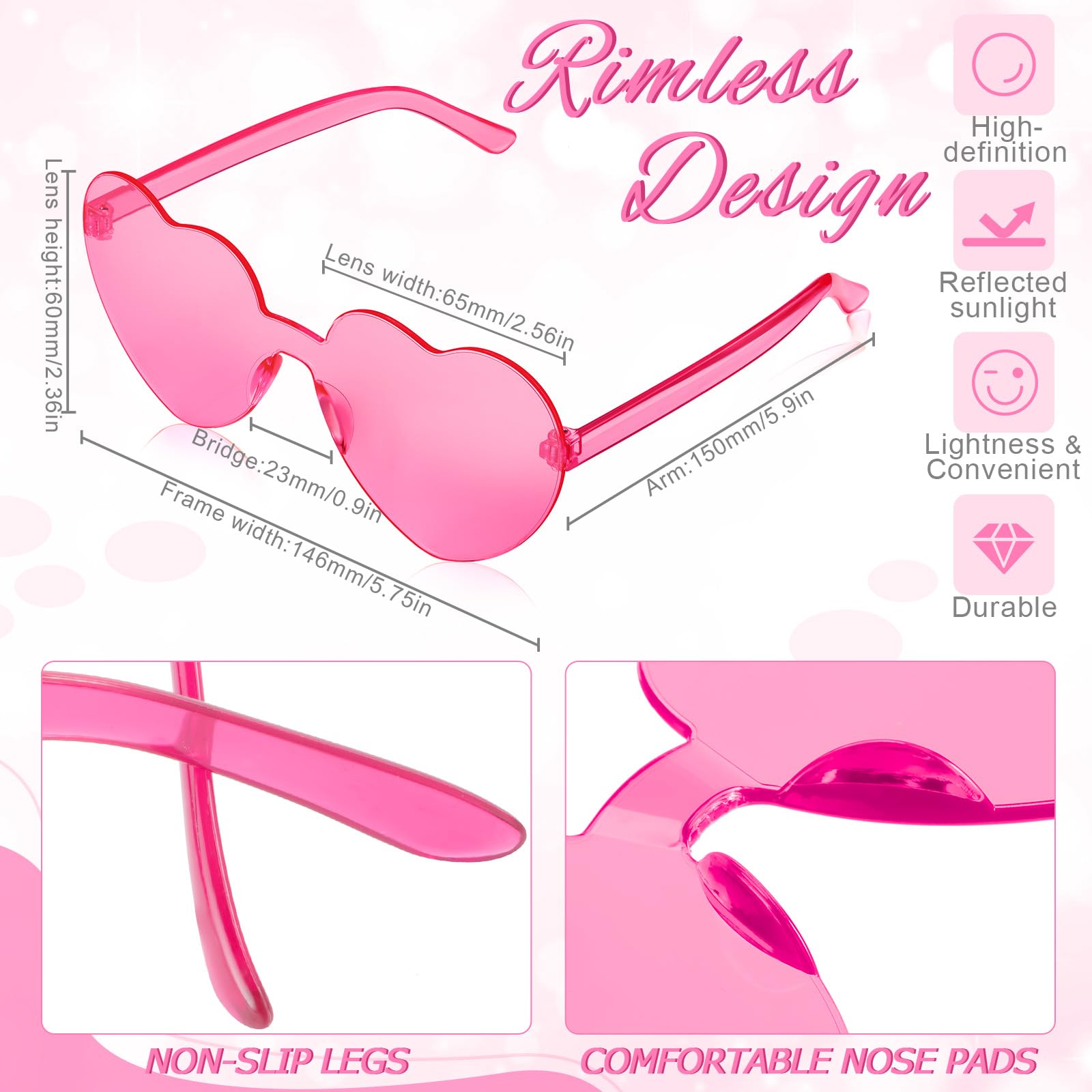 MTLEE Party Wigs and Heart-Shaped Sunglasses Set