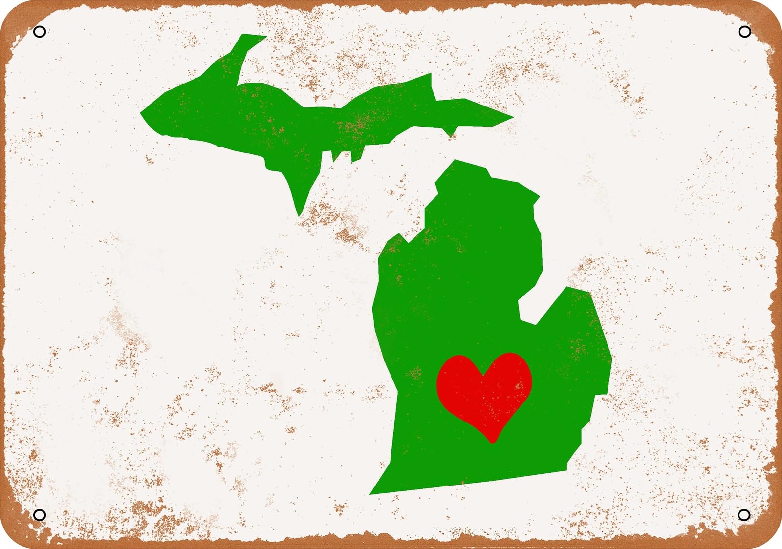 Miaomansenstore Metal Sign - Love Heart Michigan - Vintage Look Home Decor