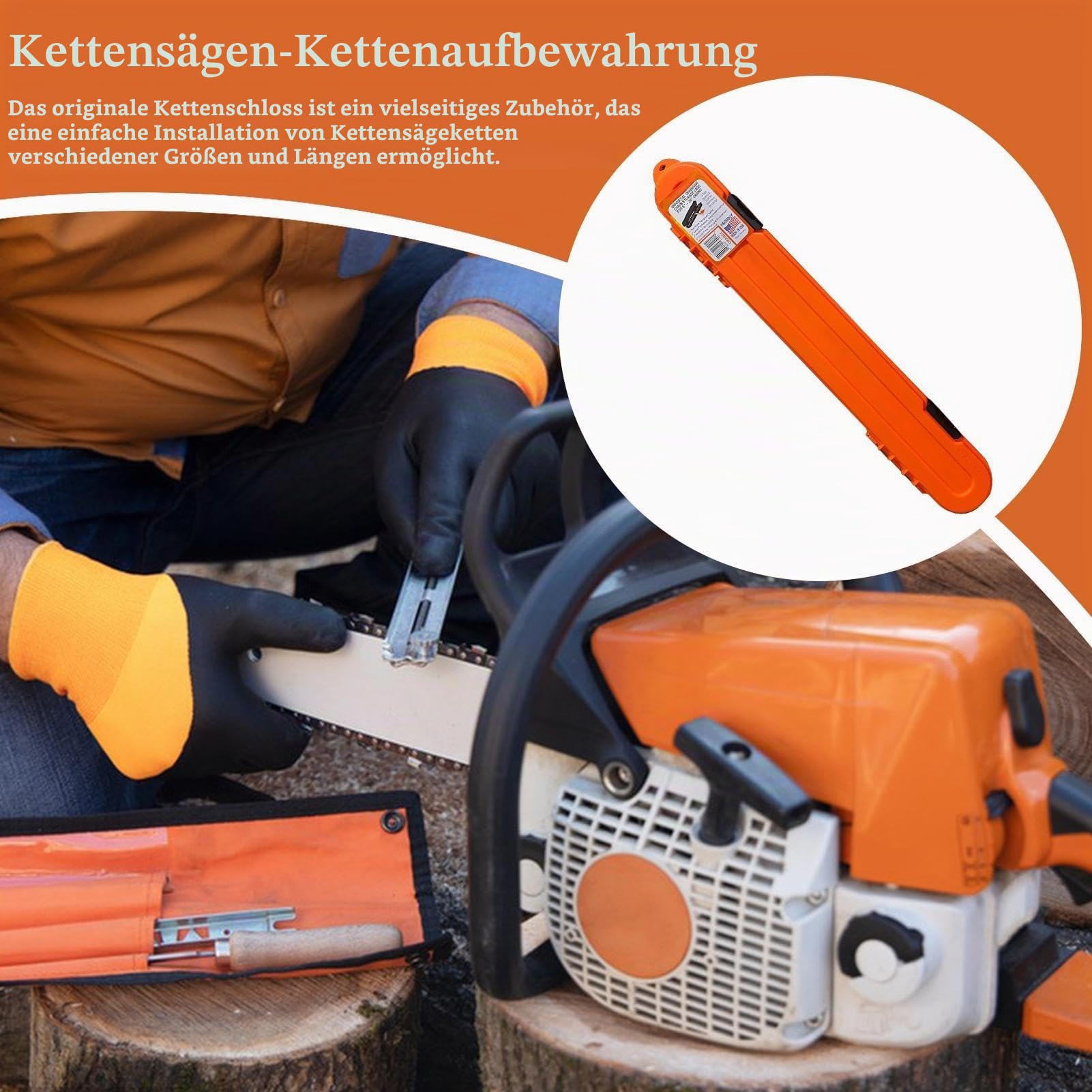 Kettensägenorganisator, tragbarer Kettensägehalter, Gehäuse-Organizer, vielseitiges Zubehör für 8+ Ketten für Schneidketten, passend für 20 Zoll lange Ketten