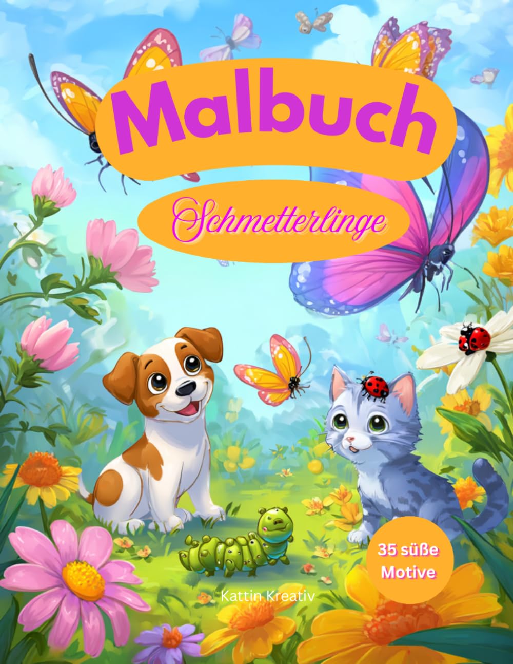 Malbuch - Schmetterlinge: 35 süße Motive für Kinder ab 6 Jahre.