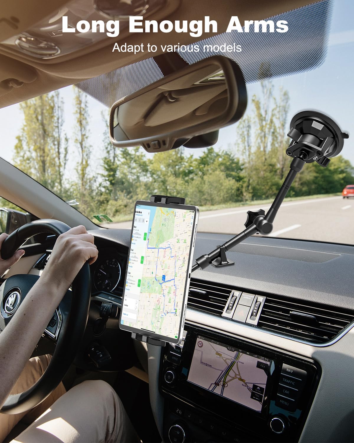Schwerlast Saugnapf Halter Tablet Halterung Auto für 4,7-13 Zoll iPad, PKW/LKW Armaturenbrett Windschutzscheibe Saugnapf Tablethalterungen Auto für iPad Pro/Air/Mini, Galaxy Tab, iPhone usw