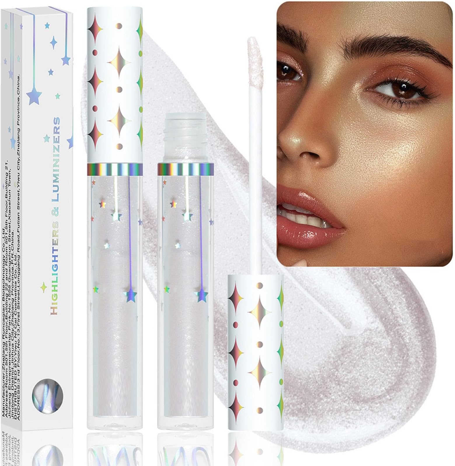 Liquid Highlighter for Face - Glow Enhancer | Long Lasting Glow Highlight Wand Waterproof Moisturizing Glitter Highlighter for Glowing Skin
