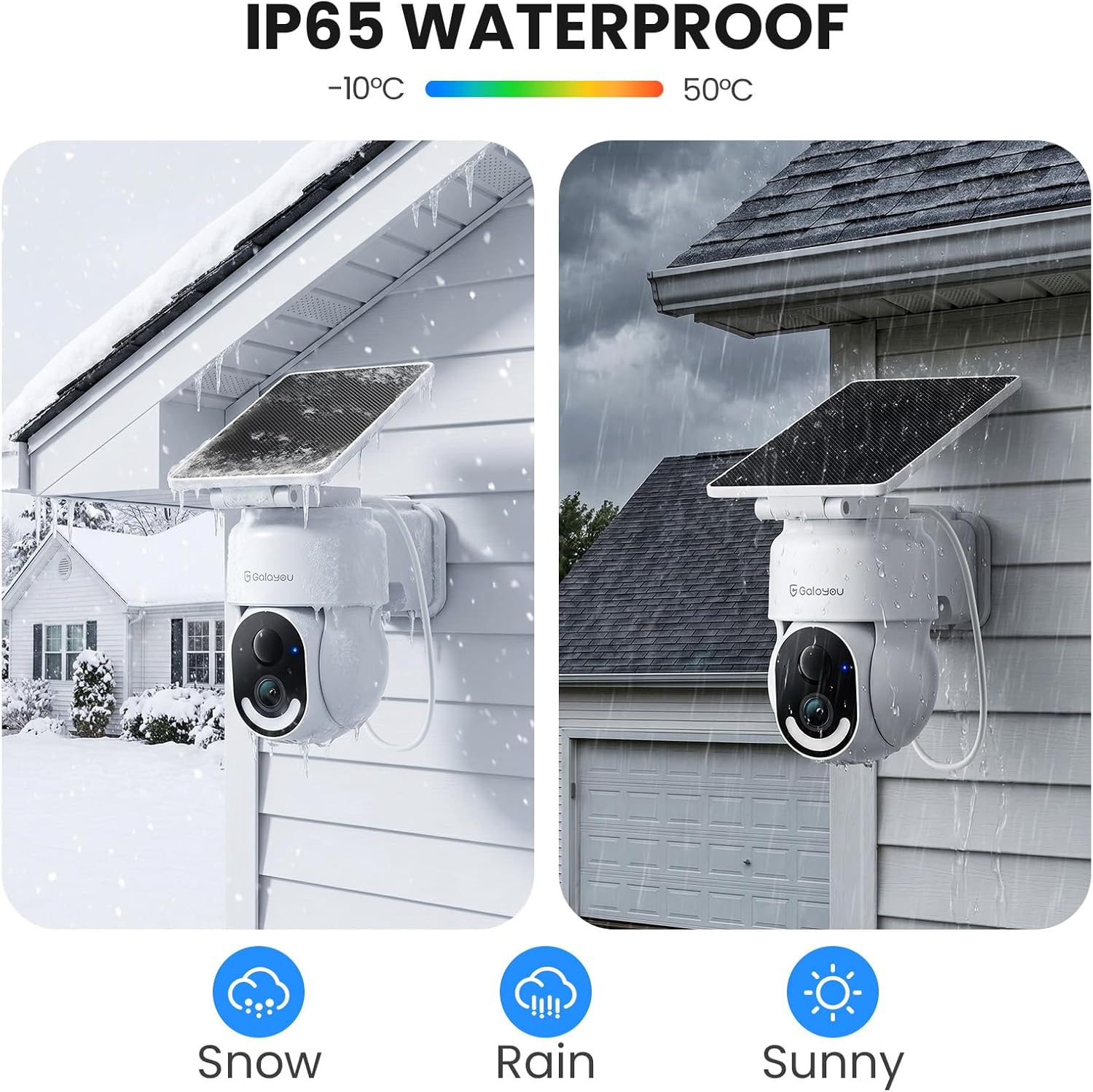 GALAYOU Security Cameras Wireless Outdoor - 2.4 GHz Wi-Fi Battery Powered Cameras for Home Security with Detachable Solar Panel, 2K 360° Pan/Tilt Auto-Tracking, Spotlight, TF Card Storage, R6 1 Pack