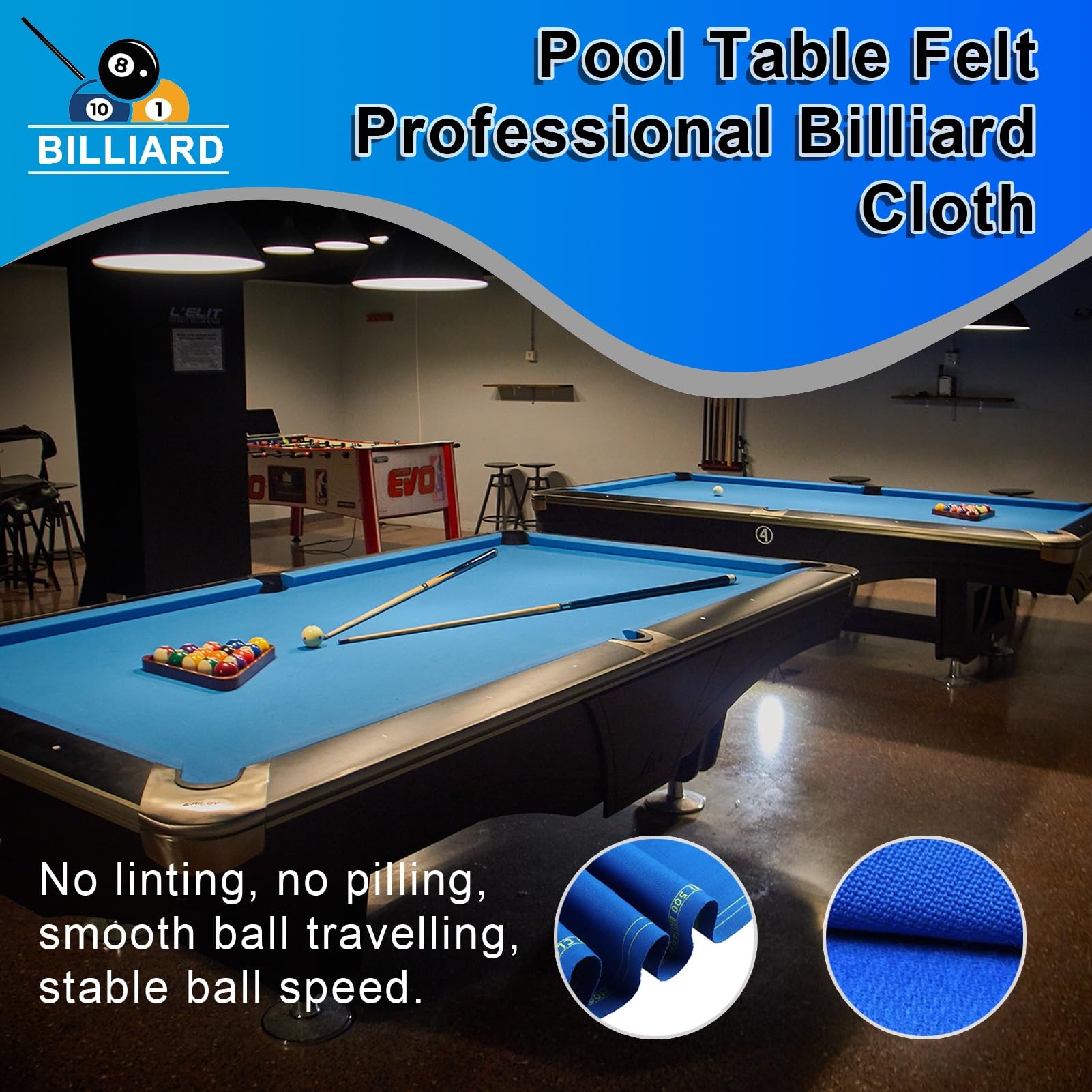 Tissu de Billard Tapis De Billard en Feutre Épais avec 6 Bords, Vitesse Rapide pour Lit Et Rails Prédécoupés De 9 Pieds