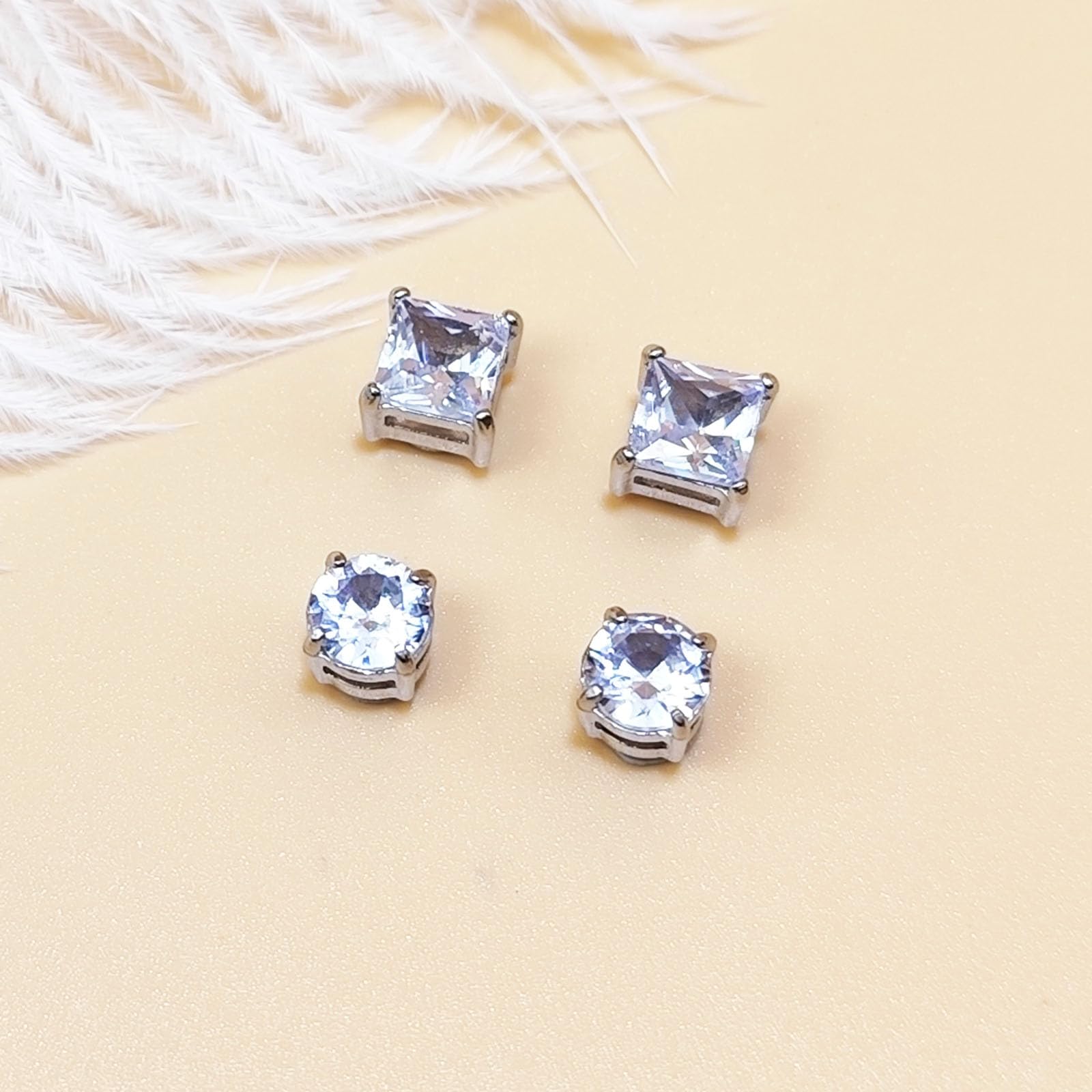 Magnetic Earring Studs Stainless Steel Fake Earring Non Piercing for Women Men Clips On Earrings Silver Black — view 6