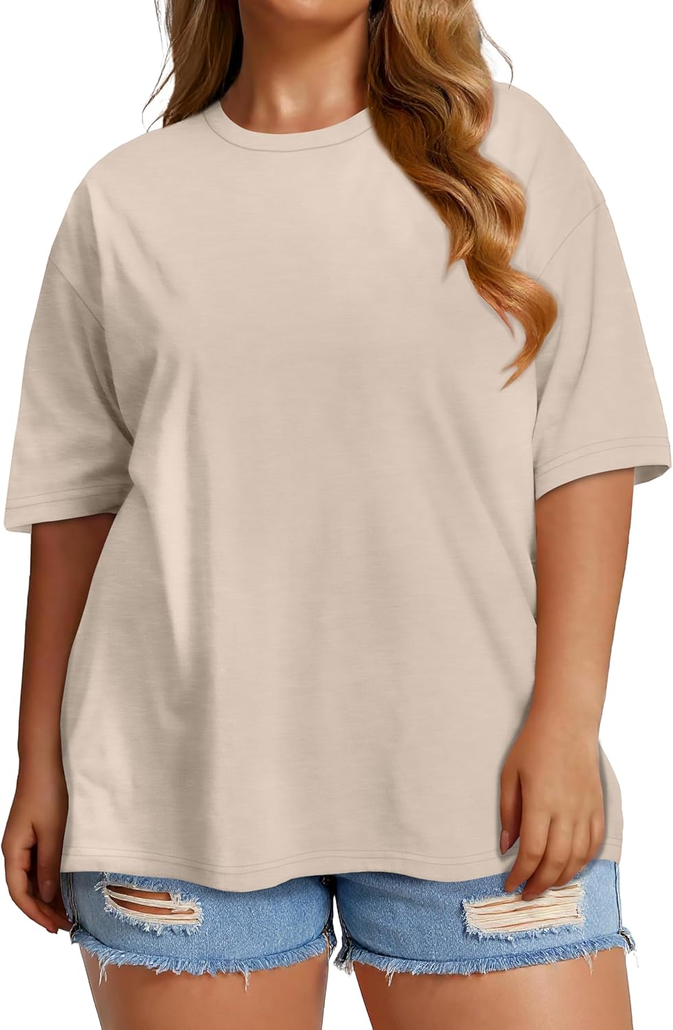 Plus Size Tops Casual Oversized Tshirts for Women Loose Fit Crew Neck Blouses Summer Basic Tees - Image 3
