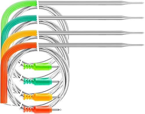 INKBIRD Juego de 4 sondas de colores de repuesto para termómetro INKBIRD, sondas de acero inoxidable de 47 pulgadas, solo compatible con IBBQ-4BW,