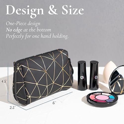 Miniatura 2 de ZENPUNK Bolsa de cosméticos, bolsa de maquillaje impermeable portátil, bolsa de maquillaje para niñas y mujeres, Negro -
