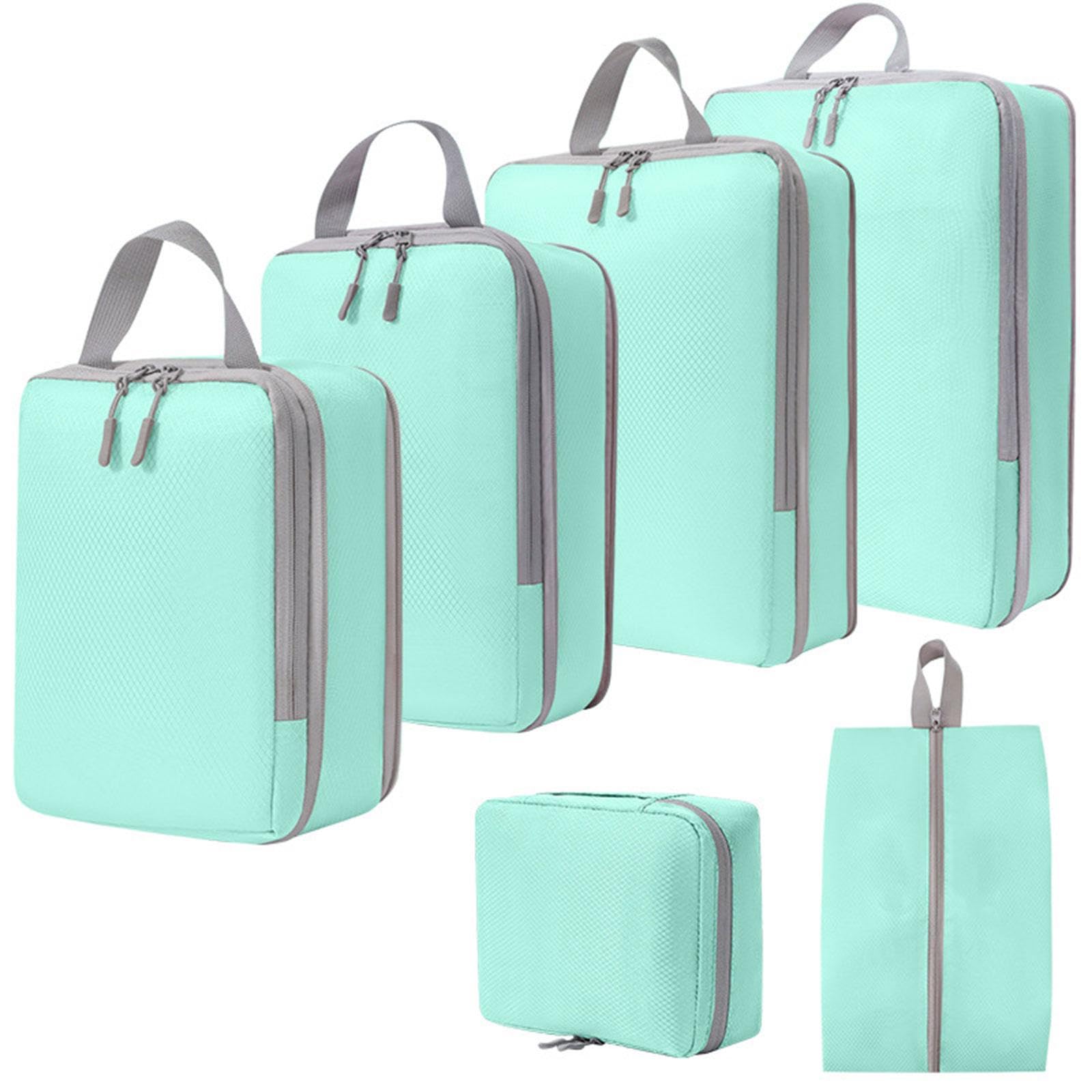 Dickly Dickly Cubos de embalaje de compresión de 6 uds, bolsas de almacenamiento de viaje, organizador de equipaje esencial de viaje ligero