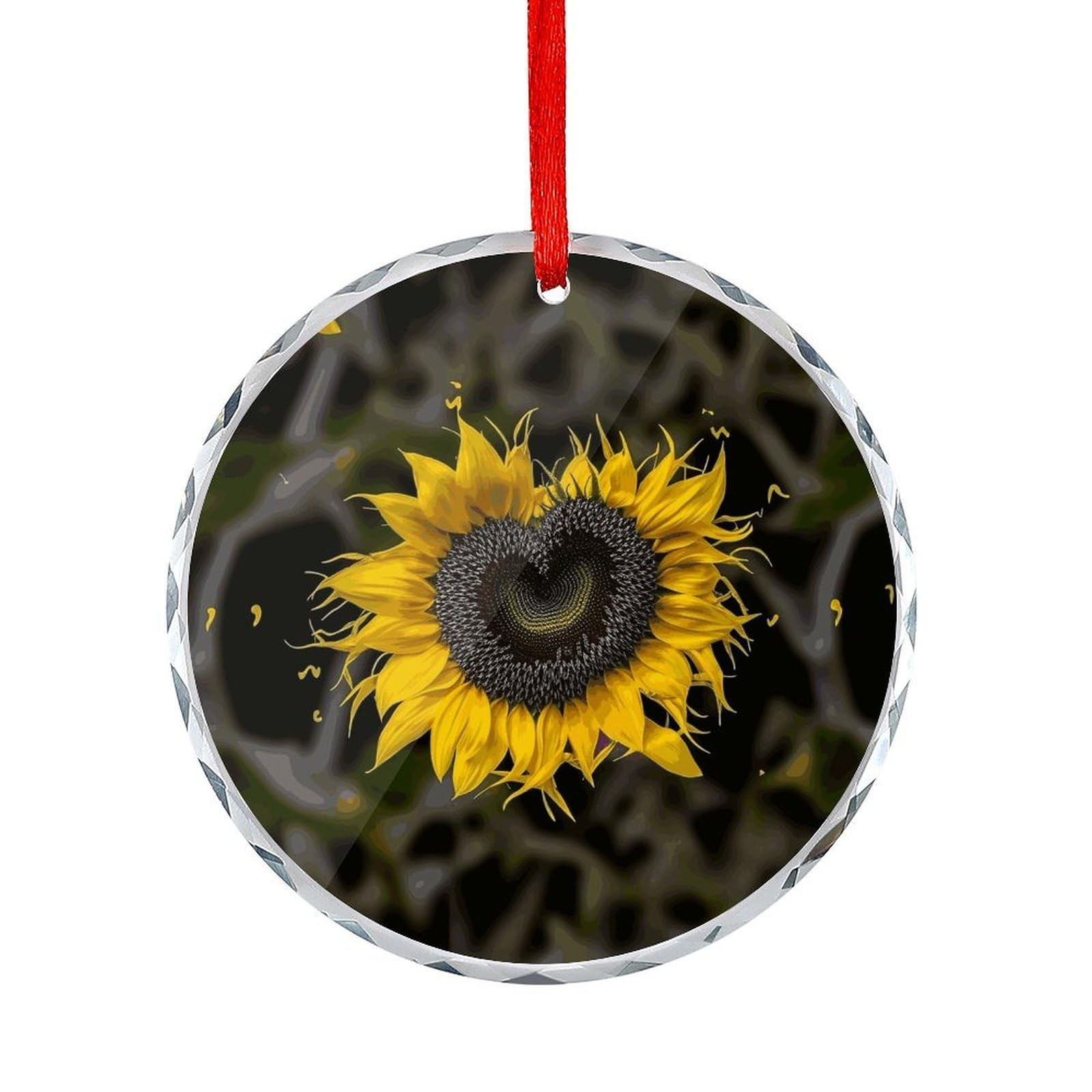 Btcowzrv Style Heart Shaped Sunflower Round Ornament Hanging Pendant Decor