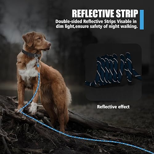 Miniatura 4 de lynxking Correa larga reflectante para perro de 15, 30 y 50 pies, cable de entrenamiento con asa acolchada, cuerda resistente para cachorros, perros