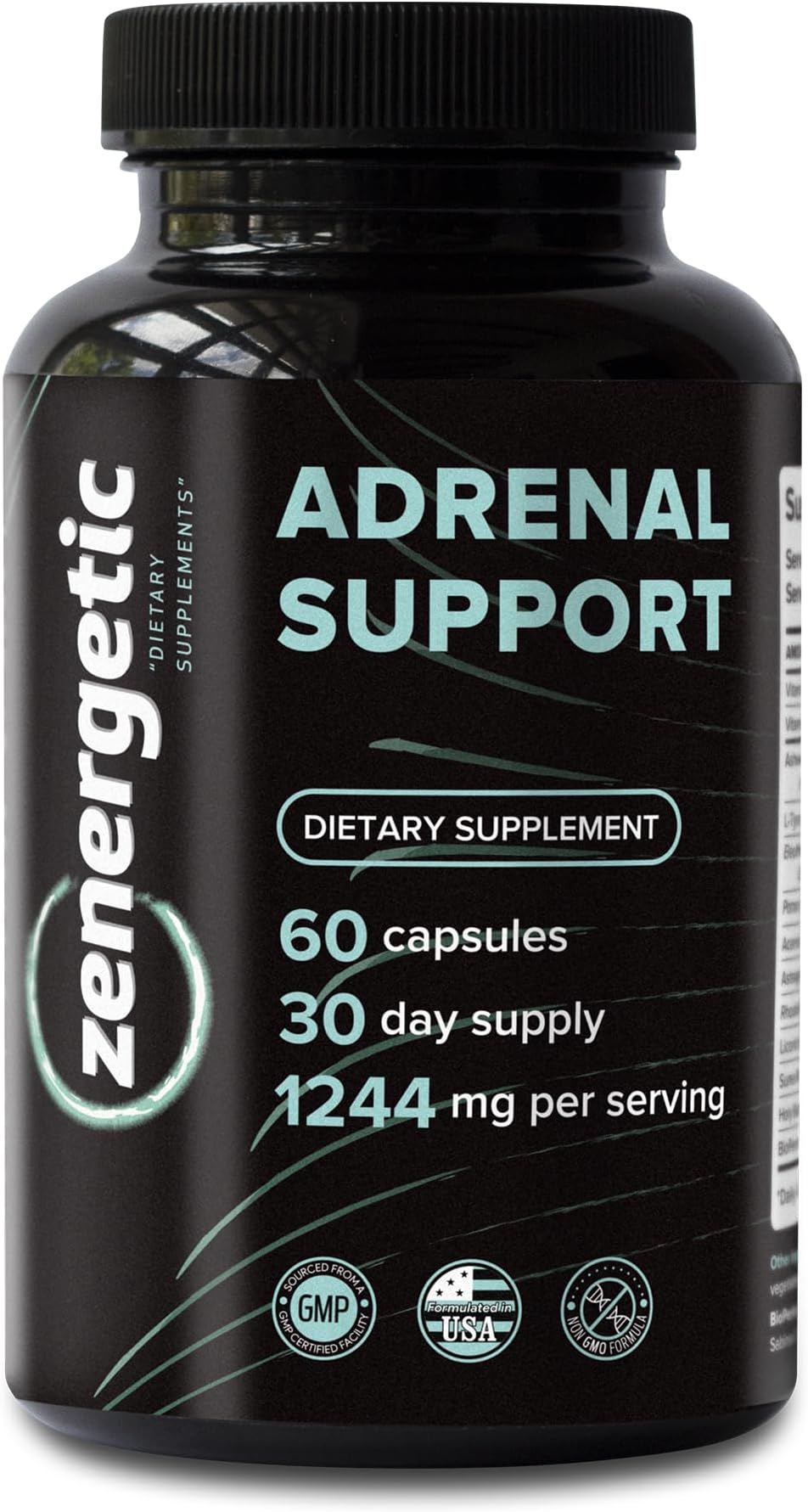 Adrenal Support Supplements │ Cortisol Manager, Calm Support, Mood & Energy With Ashwagandha, L-Tyrosine, Rhodiola Rosea Holy Basil 60 Pills Non Gmo