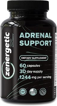 Adrenal Support Supplements Cortisol Manager, Calm Support, Mood & Energy Support, with Ashwagandha, L-Tyrosine, Rhodiola Rosea & Holy Basil 60 Pills Non GMO