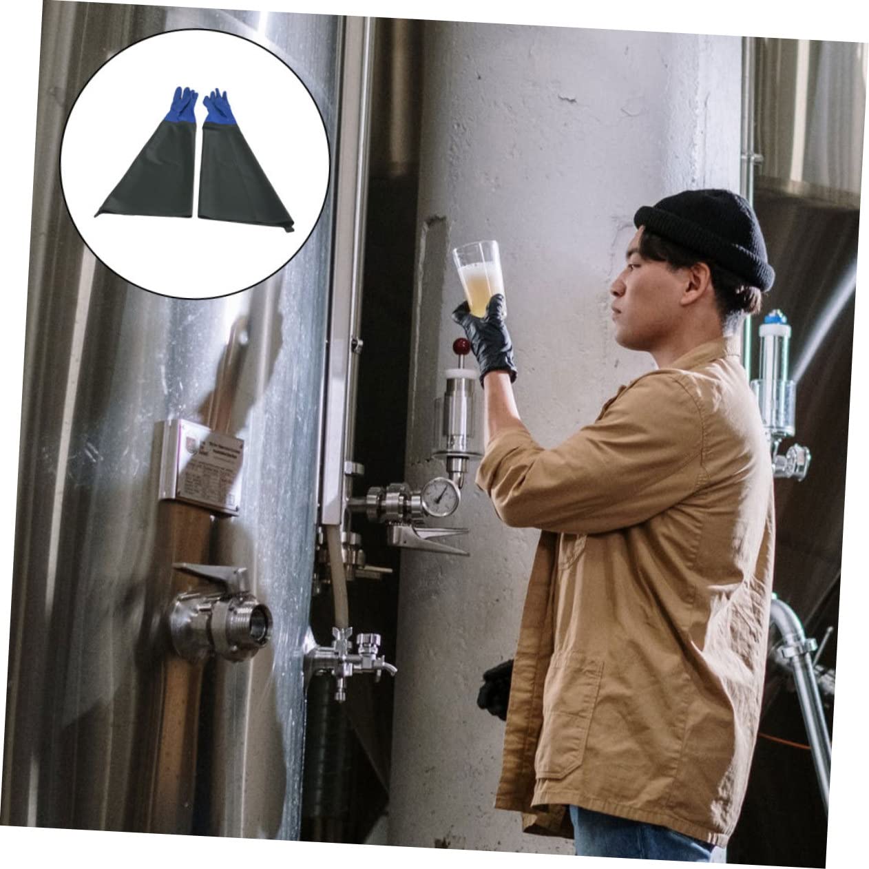 Guantes de Pvc Industriales Antideslizantes, 1 Par, Resistentes al Aceite | Impermeables Química para Maquinaria Construcción y Protección Diseño Creativo