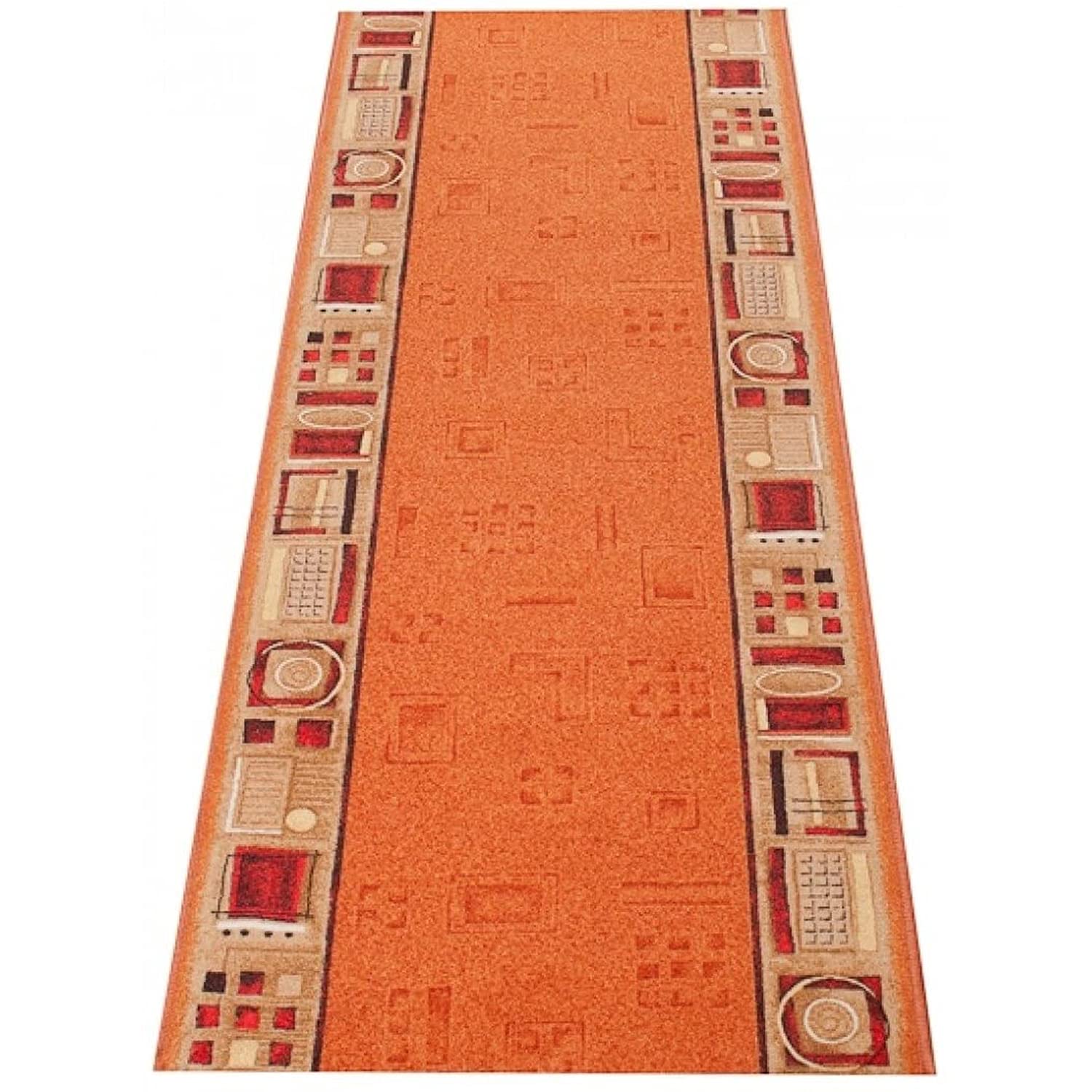 Carpeto Rugs Tappeto Cucina Antiscivolo Lavabile Moderno a Pelo Corto - Tappeto per Cucina Moderni - Tappeto Corridoio - Tappeto Passatoia Cucina - Arancione Beige - 67 x 525 cm