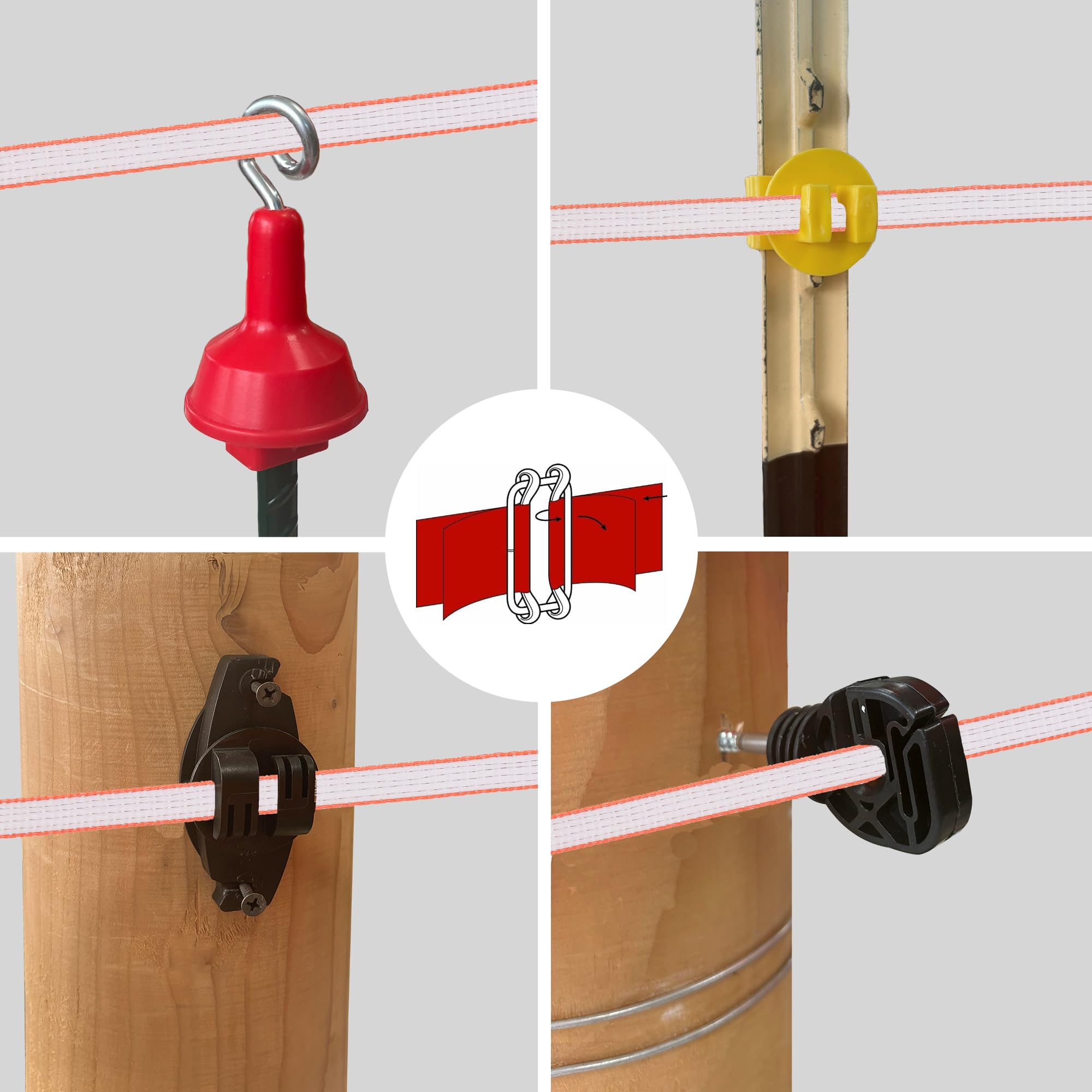 Cinta de polietileno para valla eléctrica con 6 conductores, 1/2 pulgada de ancho, 1312 pies de longitud, cinta de polietileno portátil para valla de caballos, resistente a los rayos UV, al óxido y a