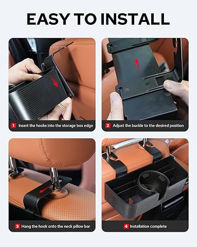 Miniatura 7 de Benlari Organizador de asiento trasero para reposacabezas de automóvil con portavasos de 3.7 pulgadas, organizador de respaldo de asiento 3 en 1,