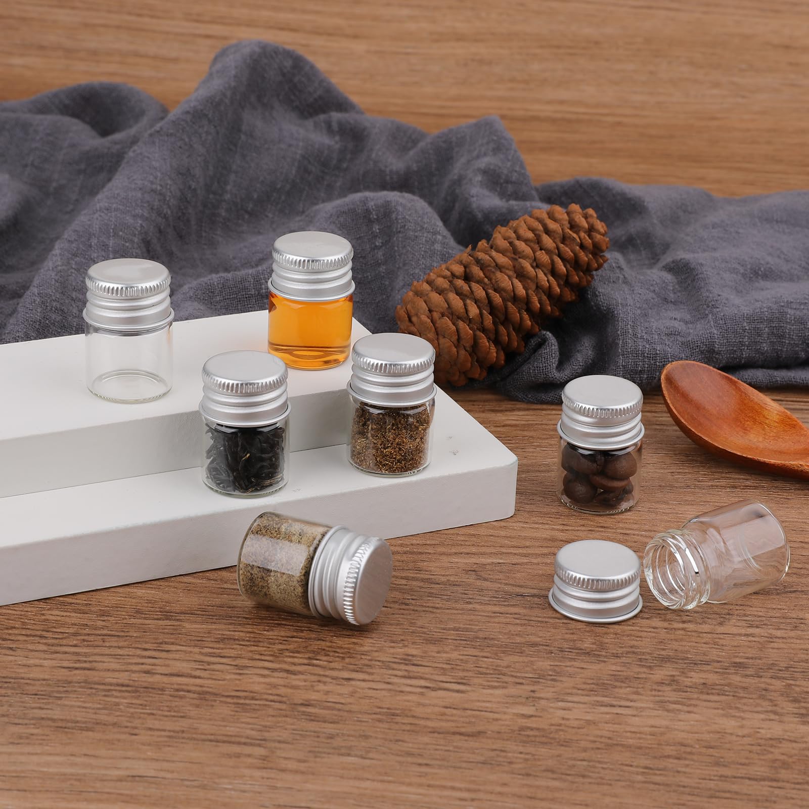 24PCS 5ml Mini Glass Bottles with Screw Caps Empty Transparent Glass Bottles Refillable Cosmetics Container Bottle Small Jars with Lids for DIY Storage Art Craft Decor Makeup Sample Chemicals - Image 4