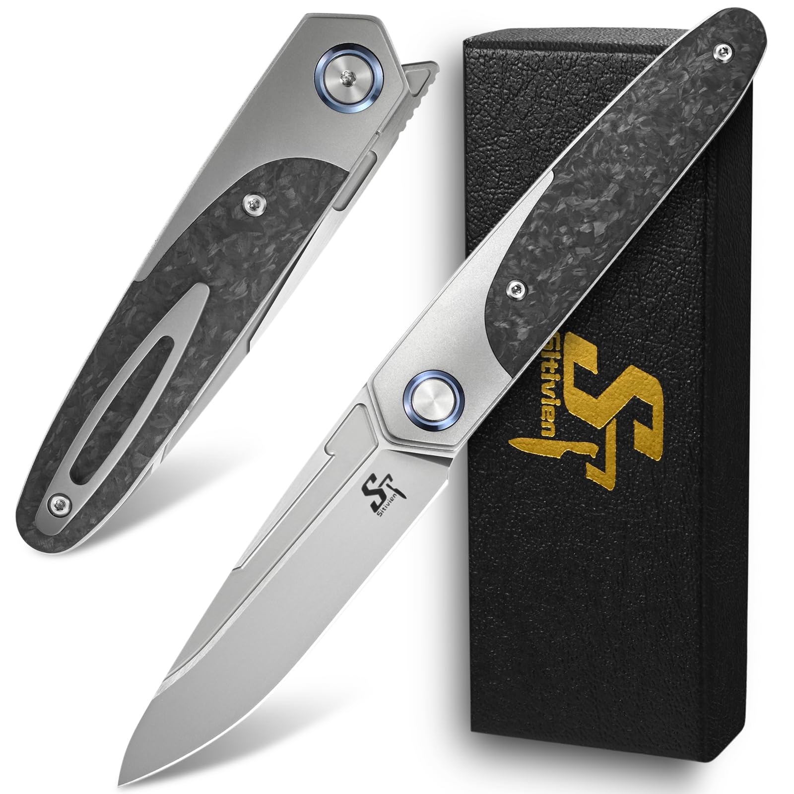 Amazon.com : Sitivien ST992 Folding Pocket Knife,Handmade M390