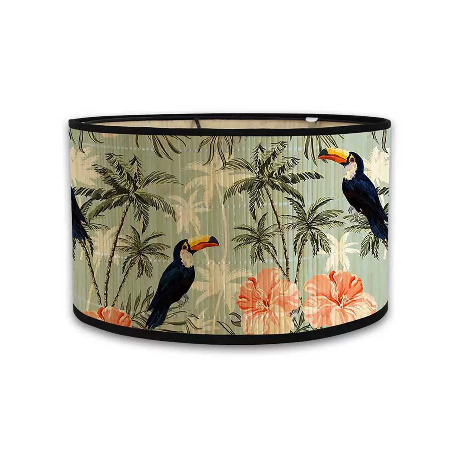 Retro Bamboo lampshade, Round Drum Shaped lampshade for Tables or Chandeliers, Suitable for Simple Ceiling Chandeliers (Style 20)