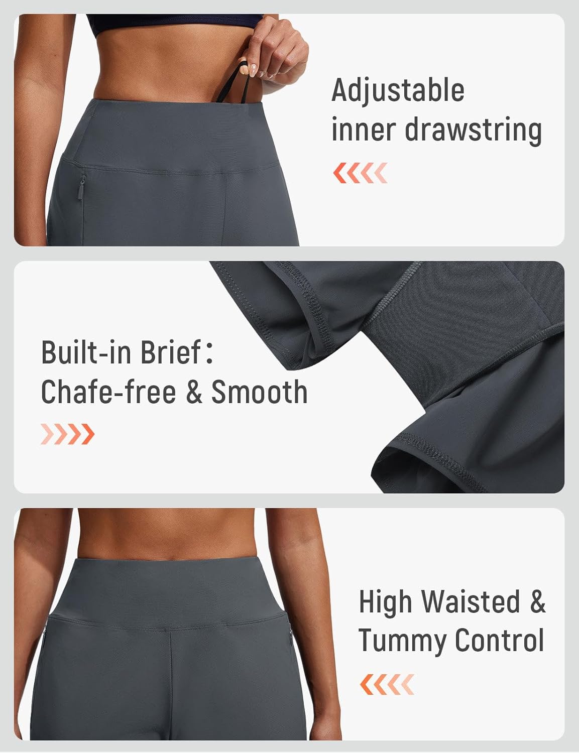 baleaf Women's 4" High Waisted Swim Board Shorts Quick Dry UPF50+ with Zipper Pockets - Image 5