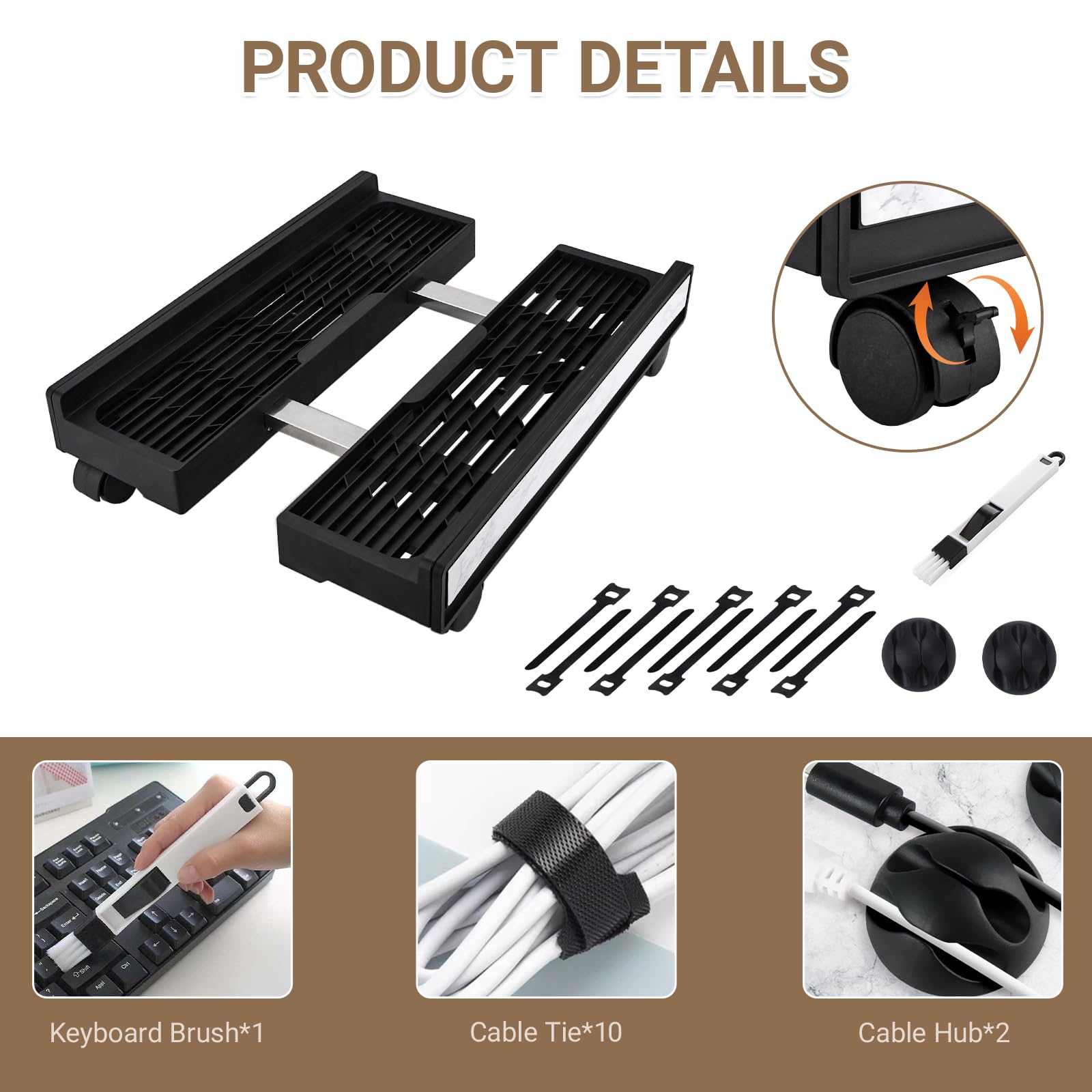 Soporte para CPU, Soporte Móvil Ajustable para CPU y Torre de PC con 4 Ruedas Giratorias con Bloqueo - Ajustable(20-30cm), Soporta hasta 30kg, Ideal para Hogar, Oficina y Estación de Gaming