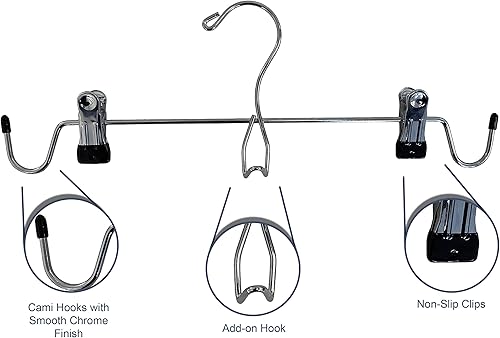 Miniatura 3 de Colgador para camisola que ahorra espacio con puntas recubiertas de goma, perchas de acero para pantalones con clips para camisetas sin mangas y