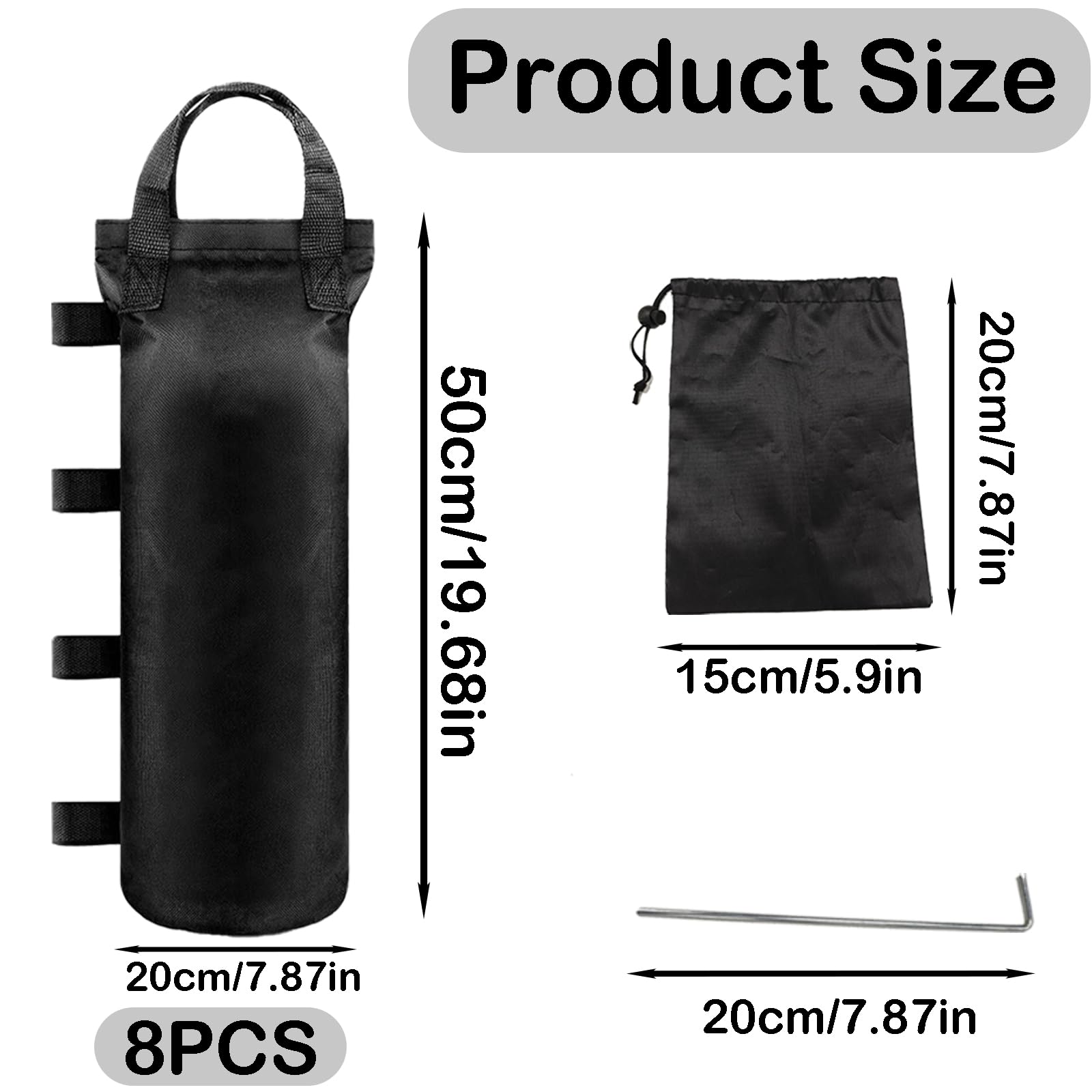 Pesi per gazebo, set da 8 sacchi di sabbia per gazebo, sacchi di sabbia 800D Oxford da appesantire con chiodi fissi, per gazebo, tenda da giardino
