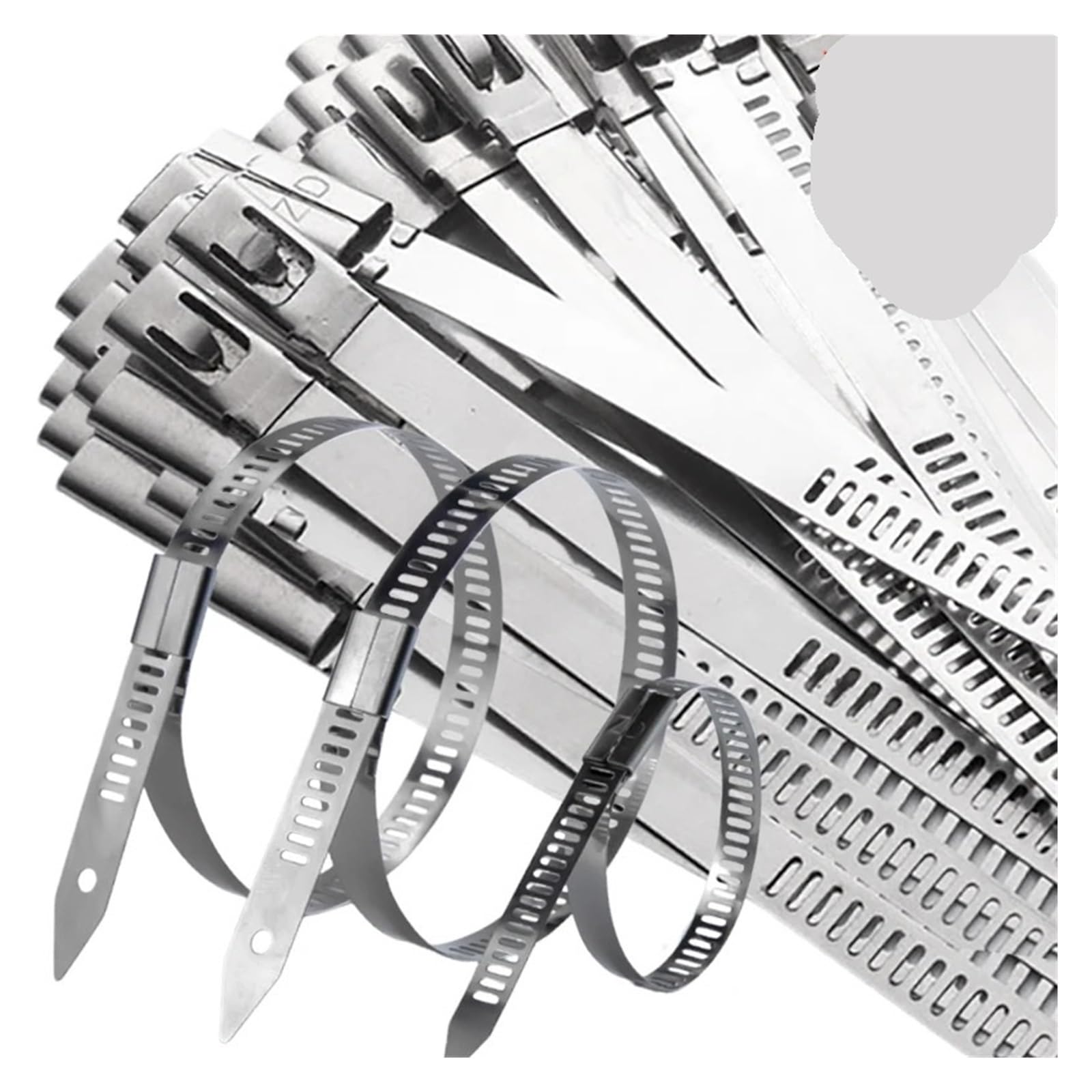 Efrjuwi 5X150mm Stainless Steel Cable Ties Self Locking Metal Wrap Strap Multipurpose Cable Tie Wire Fasteners Hardware Organizer(,50Pcs)