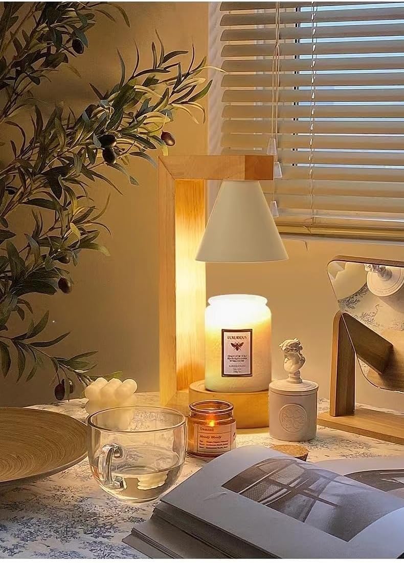Tufduzoタフドゥゾ 木製ベッドルームベッドサイドランプ、アロマキャンドルヒーター、3灯調節可能、寝室やリビングルームに最適、ギ