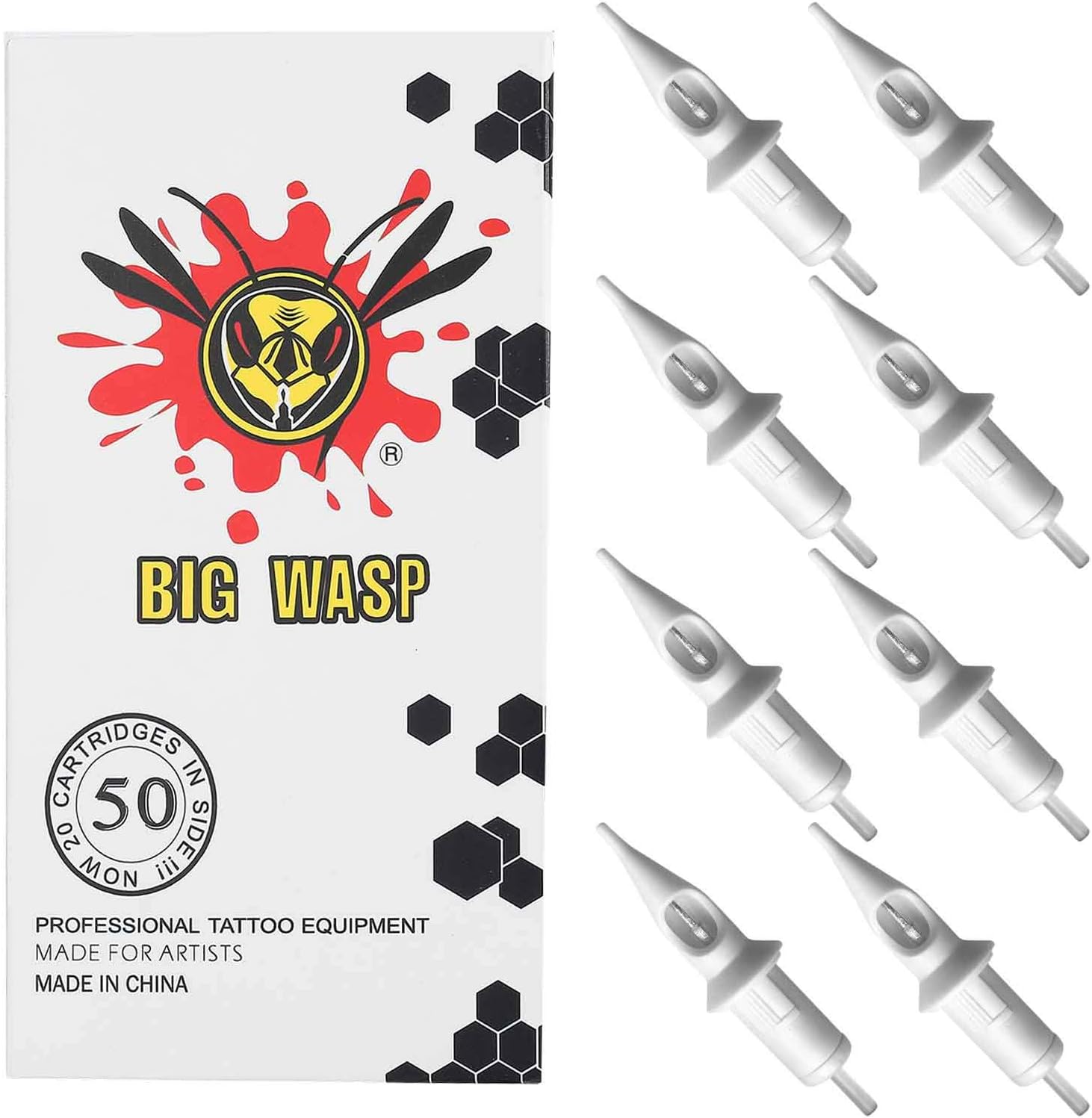 BIGWASP 50pcs Assorted Disposable Tattoo Needle Cartridges Round Liner Mixed 3RL 5RL 7RL 9RL 11RL (50pcs #12 Standard RL)