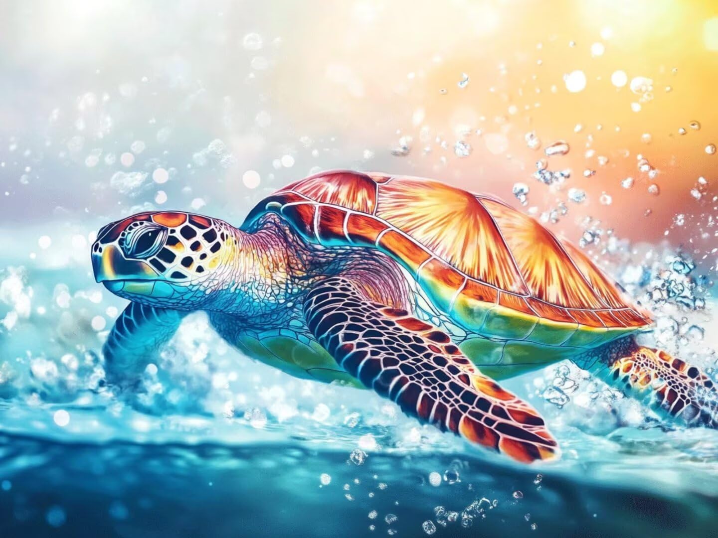 Peinture Numeros Adulte Tortues De Mer, Animal Peinture par Numero Adulte Débutants, DIY Paint by Numbers D'art Enfant Artisanat Kit avec 60X80CM Toile + Peintures + Pinceaux + Cadre + Image Référence