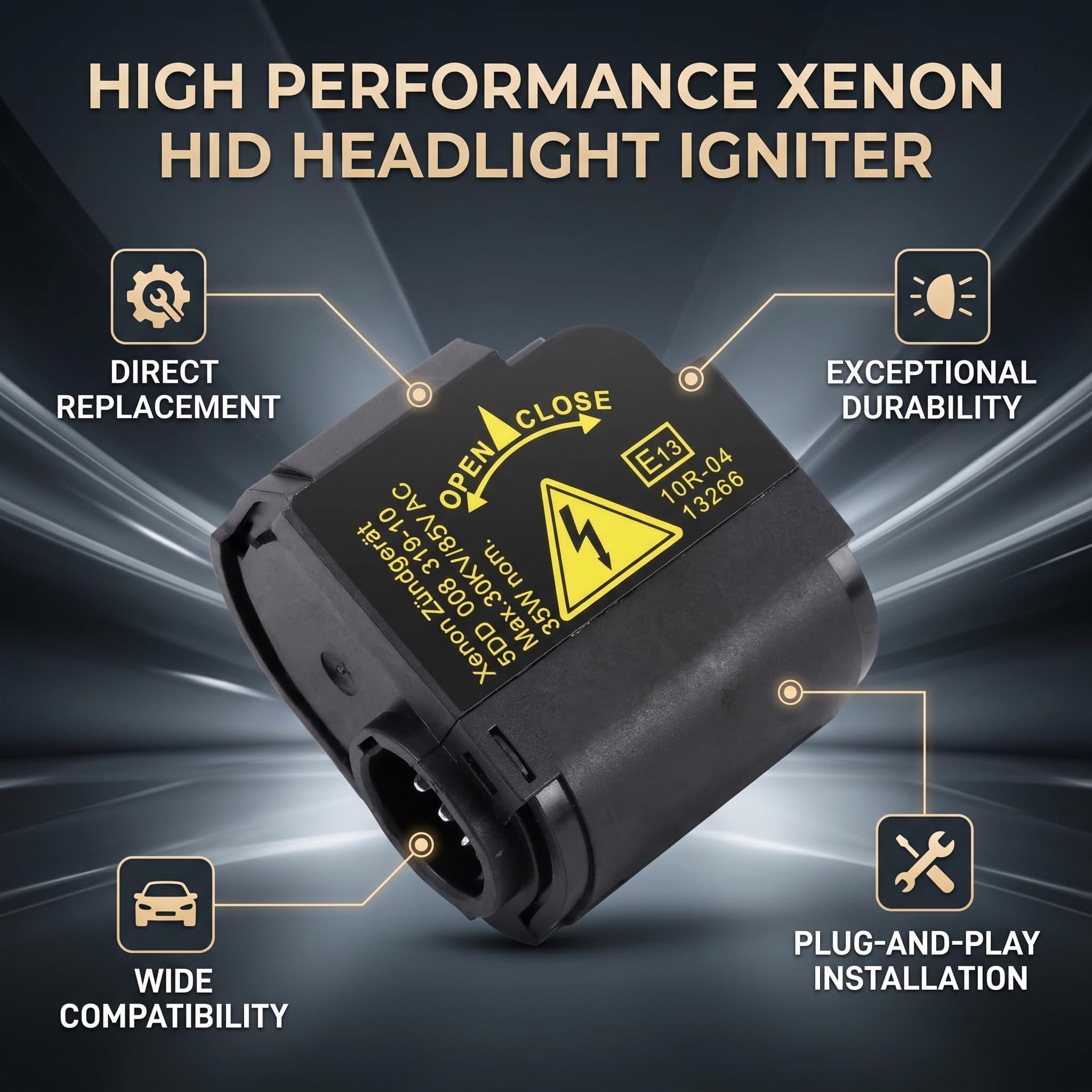 Xenon Vorschaltgerät Starter, 1307329076 Kompatibel mit MINI R50 R52 R53 (2004-2007) Inkl D2S / D2R Glühlampenfassung