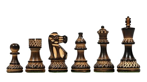 Miniatura 2 de 3.8" King Burnt Blazed Chess Set for Adults & Kids, Wooden Chess Pieces only in Burnt Boxwood