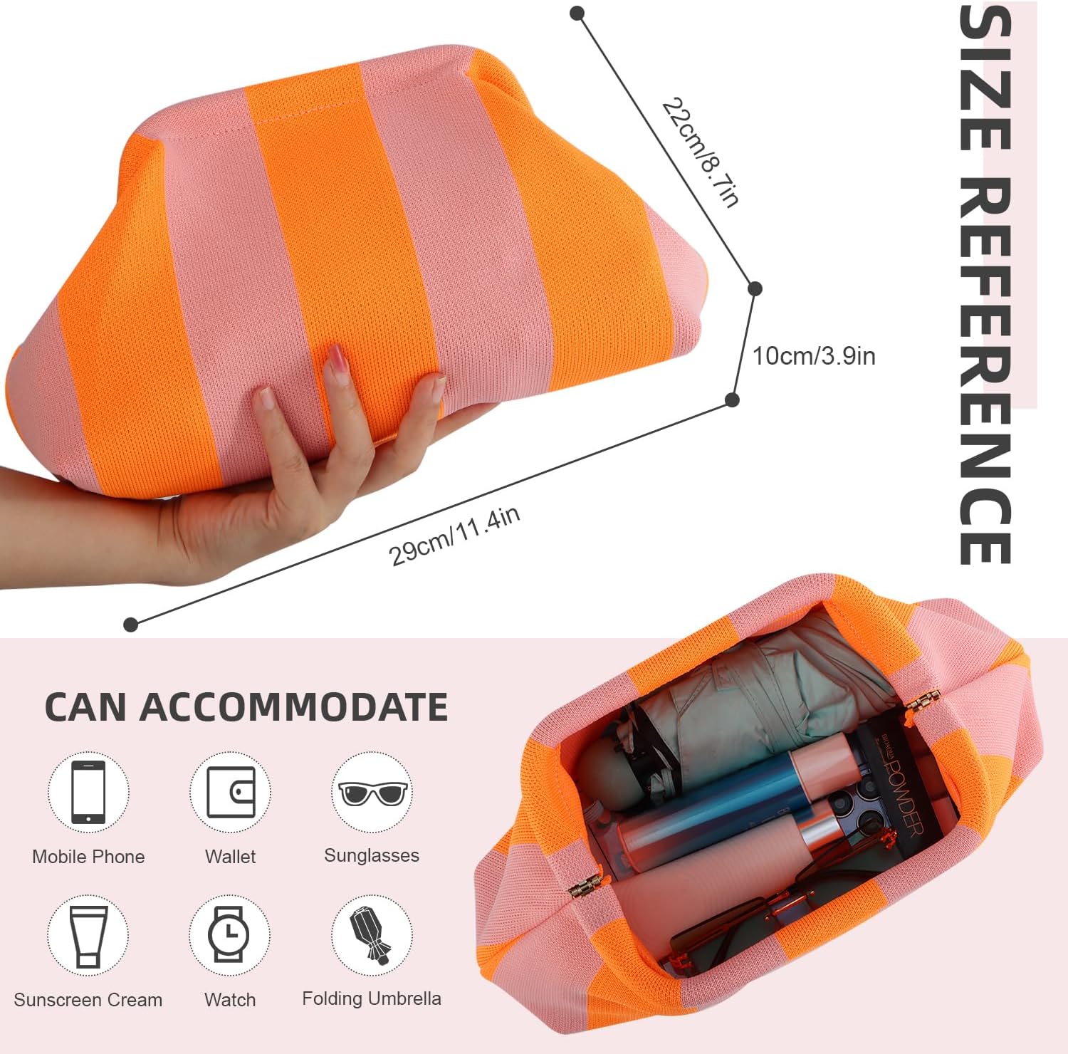 Oweisong Summer Beach Clutch Purse for Women Striped Evening Handbag 2026 | for Summer Vacation, Woven Crochet, Stripe Purse, Kiss Lock, Black and White Bag, Tan and Black Clutch - Image 4