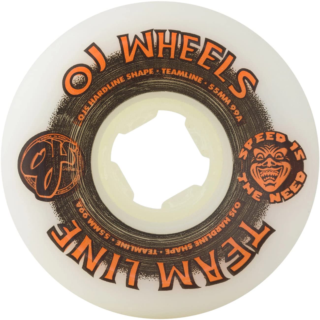 OJ Team Line Original Hardline 99a Skateboard Wheels - White/Black/Orange - 55mm