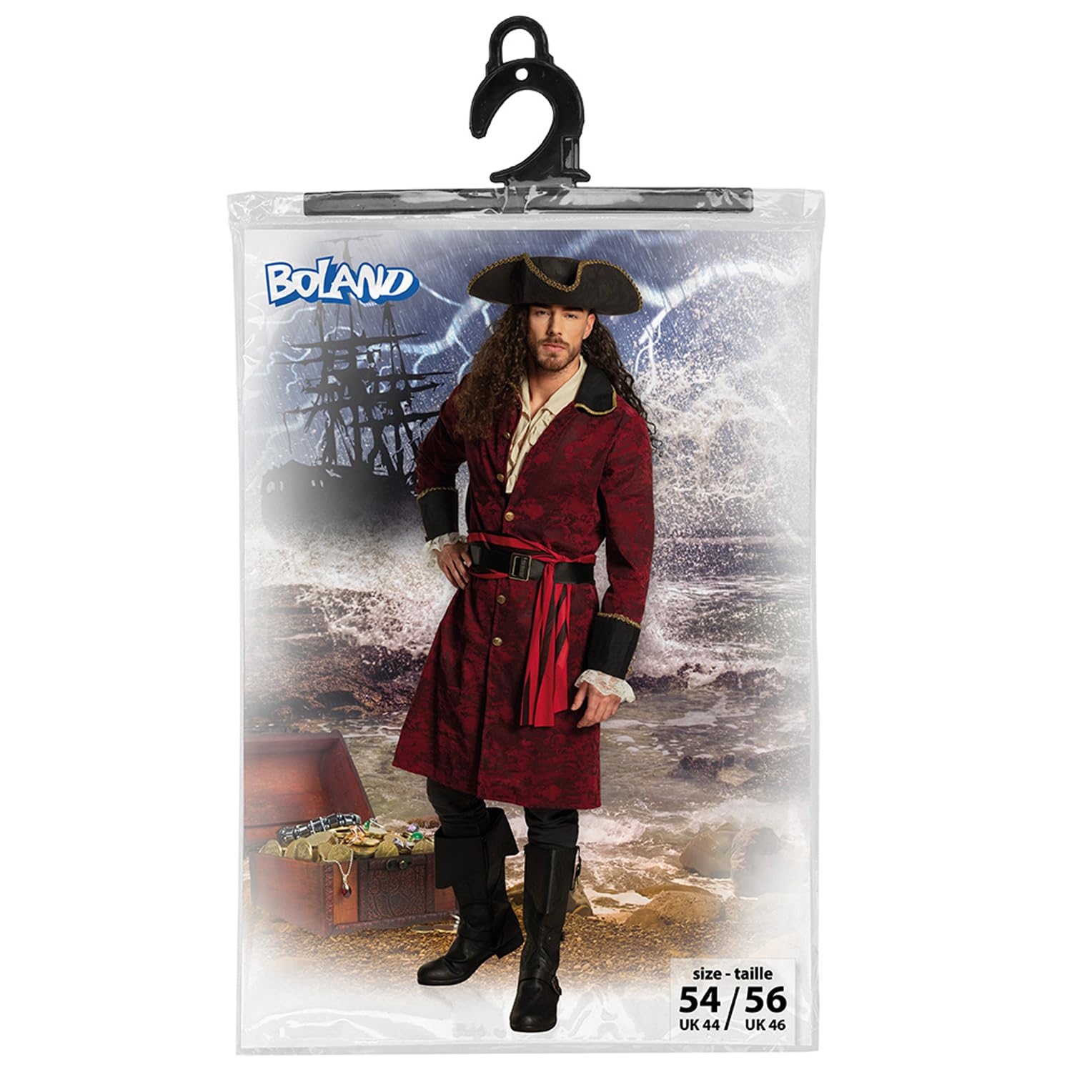 Boland - Costume da pirata Typhoon da uomo | Costume da marinaio a 5 pezzi per Carnevale, Halloween e feste a tema, costume da pirata da uomo