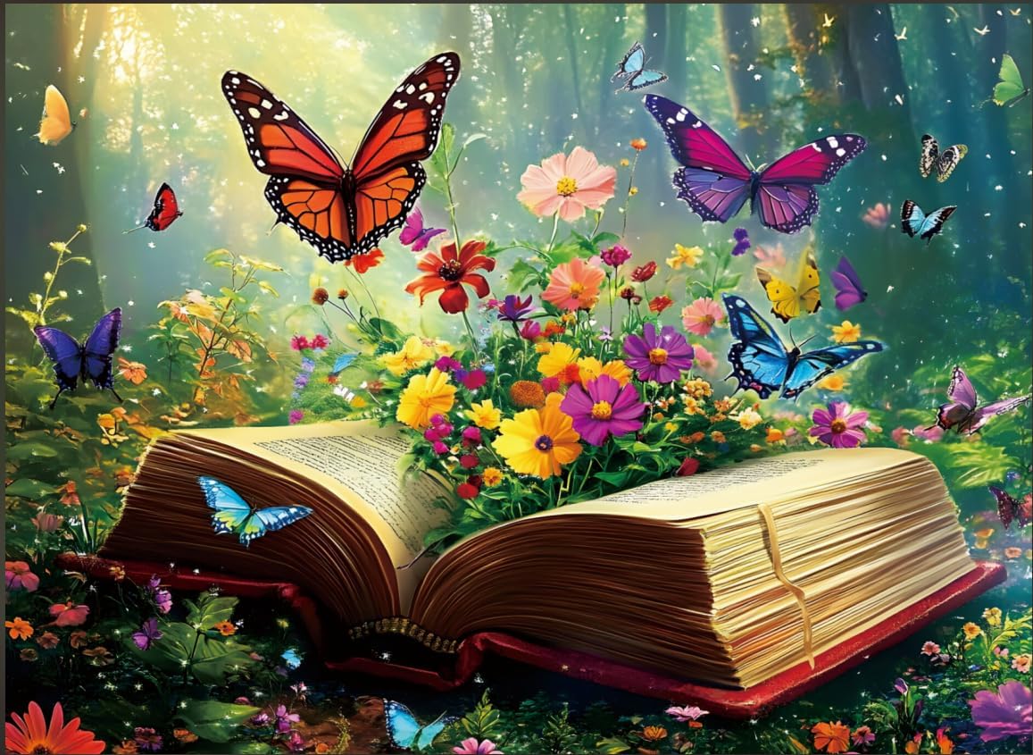 Jigsaw Puzzle 500 Pieces,Flowers Book 500 Piece Puzzles for Adults Seniors Recycled Cardboard Adult Jigsaw Puzzle 500 Piece Activities Great Gift for Friends 20.5 * 15 Inch