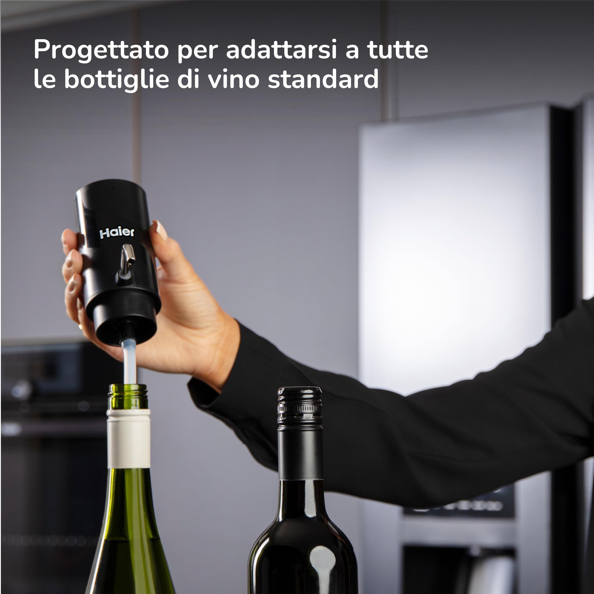 Haier Set Regalo Vino Edizione Limitata - Aeratore Dosatore Elettrico 2-in-1 con Borsa Refrigerante | Gift Box Premium