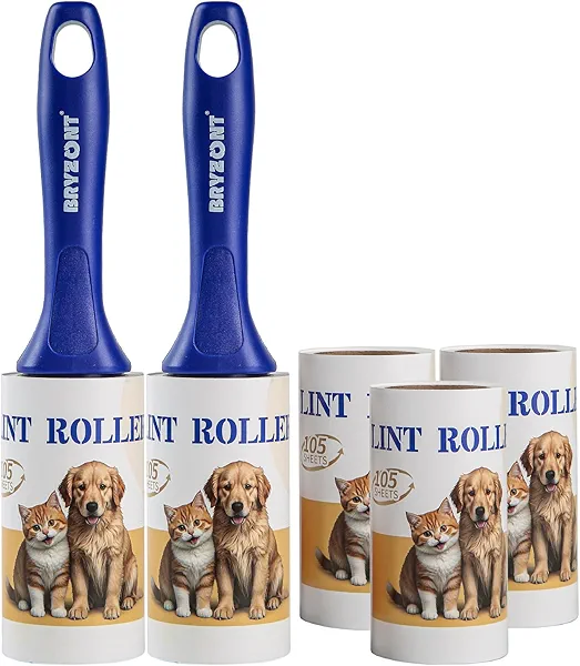 BRYZONT Lint Rollers 525 Sheets Extra Sticky Lint Roller Portable Lint Remover with 2 Upgraded Handles 5 Rollers for Pet Hair Clothes Furniture Blanket