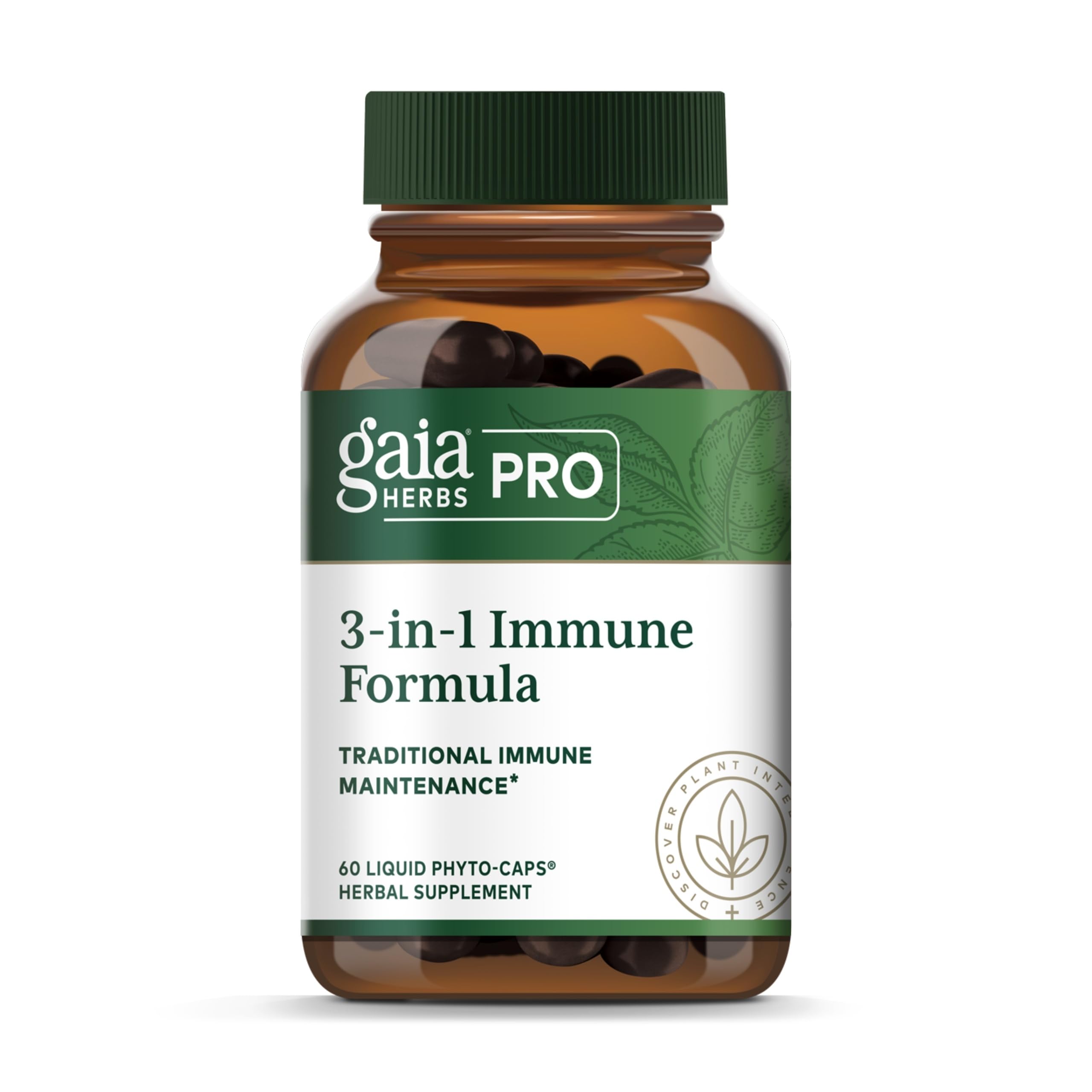 3-in-1 Immune Formula - Stress & Immune Support Supplement - Contains Astragalus Root, Schisandra Berry & More - Vegan, Gluten-Free & Soy-Free - 60 Liquid Phyto-Caps (30 Servings)