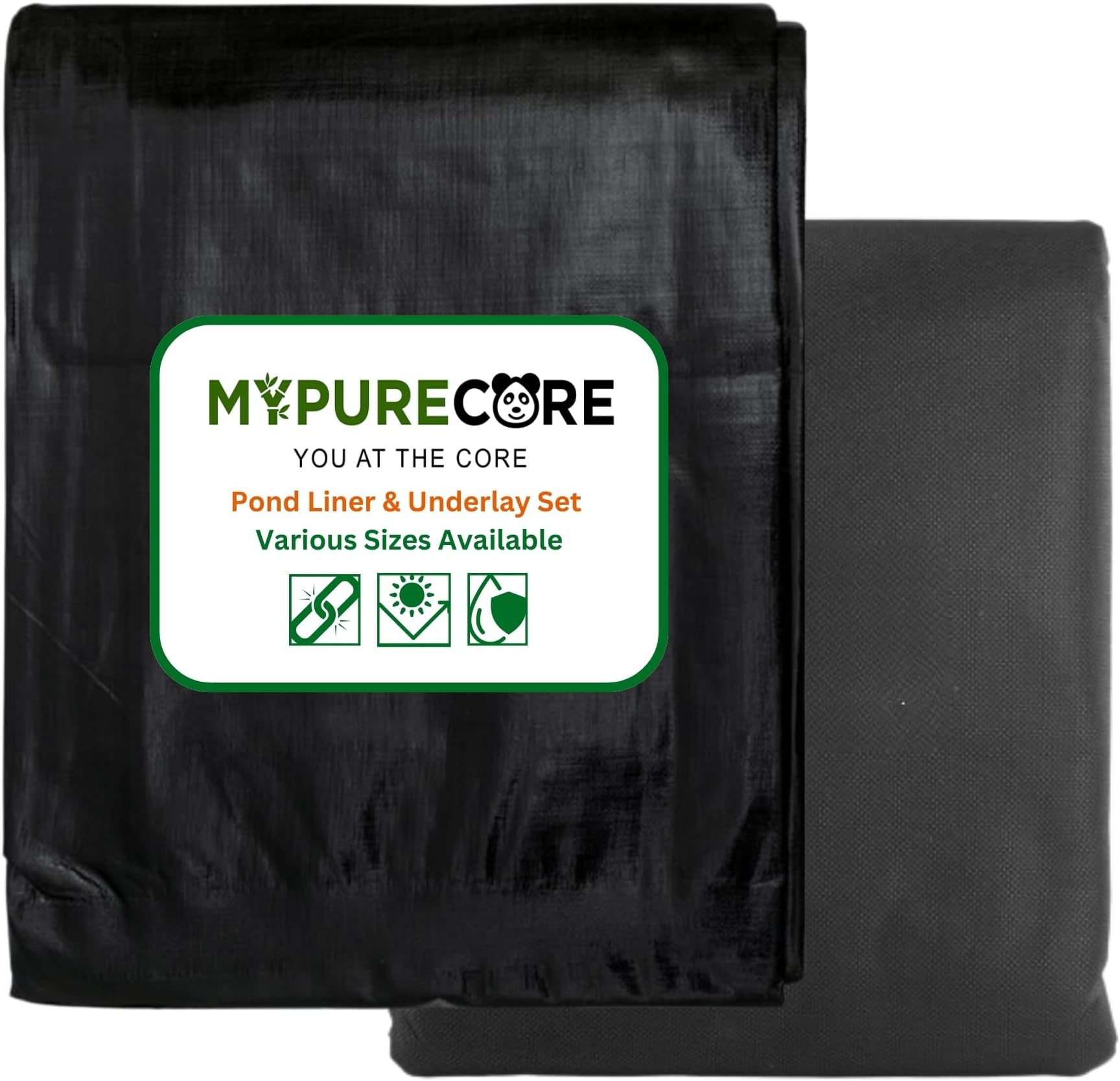 MYPURECORE Pond Liner & Underlay Set – 2.5m x 2.5m - HDPE Material, UV & Tear Resistant, Waterproof - Perfect for Small to Large Water Gardens, Wildlife Ponds, and Decorative Features