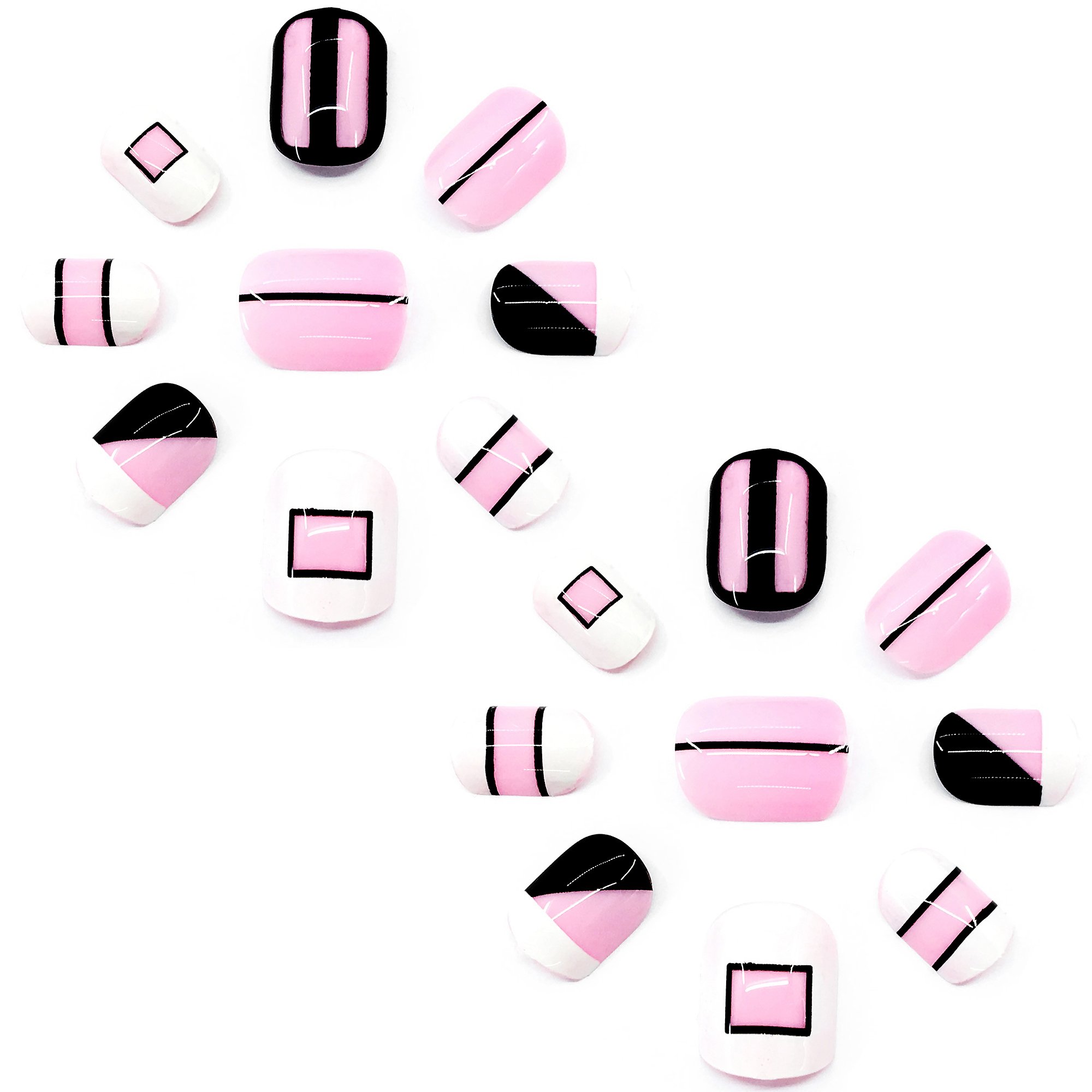 O2 SALON5645 Full Cover Graphic Design Acrylic Fake False Nails Art Tips for Nail salon, Girls, Women, Bridal Wedding Dating Party (48 pcs/ 2 set)