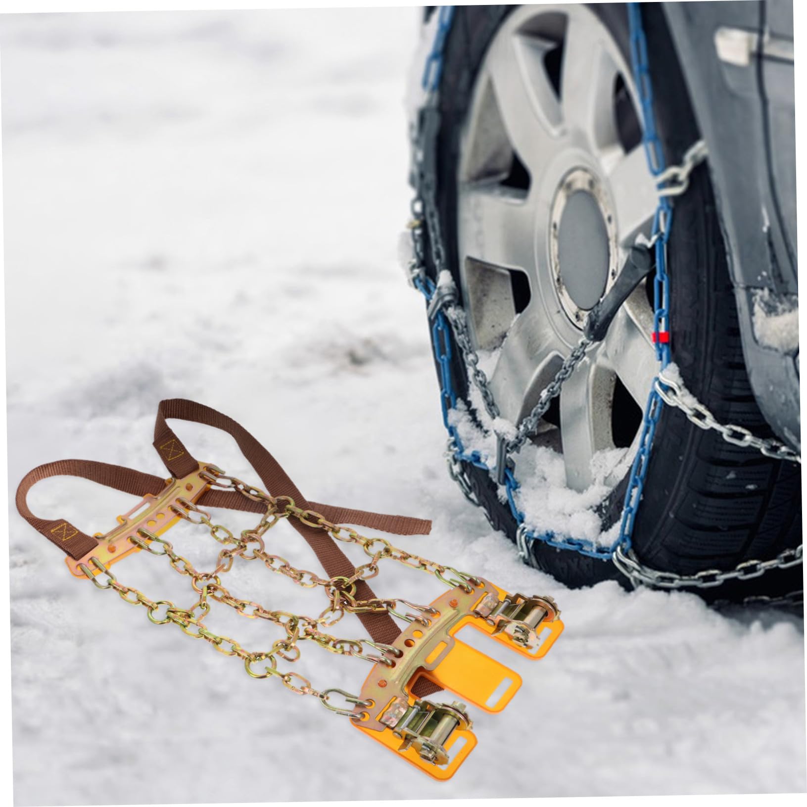 Cabilock Cadenas de Nieve Antideslizantes para Neumáticos Acero Manganeso Resistente Diseño Ninesquare para Coche Suv Protección Emergencia Nieve y Barro