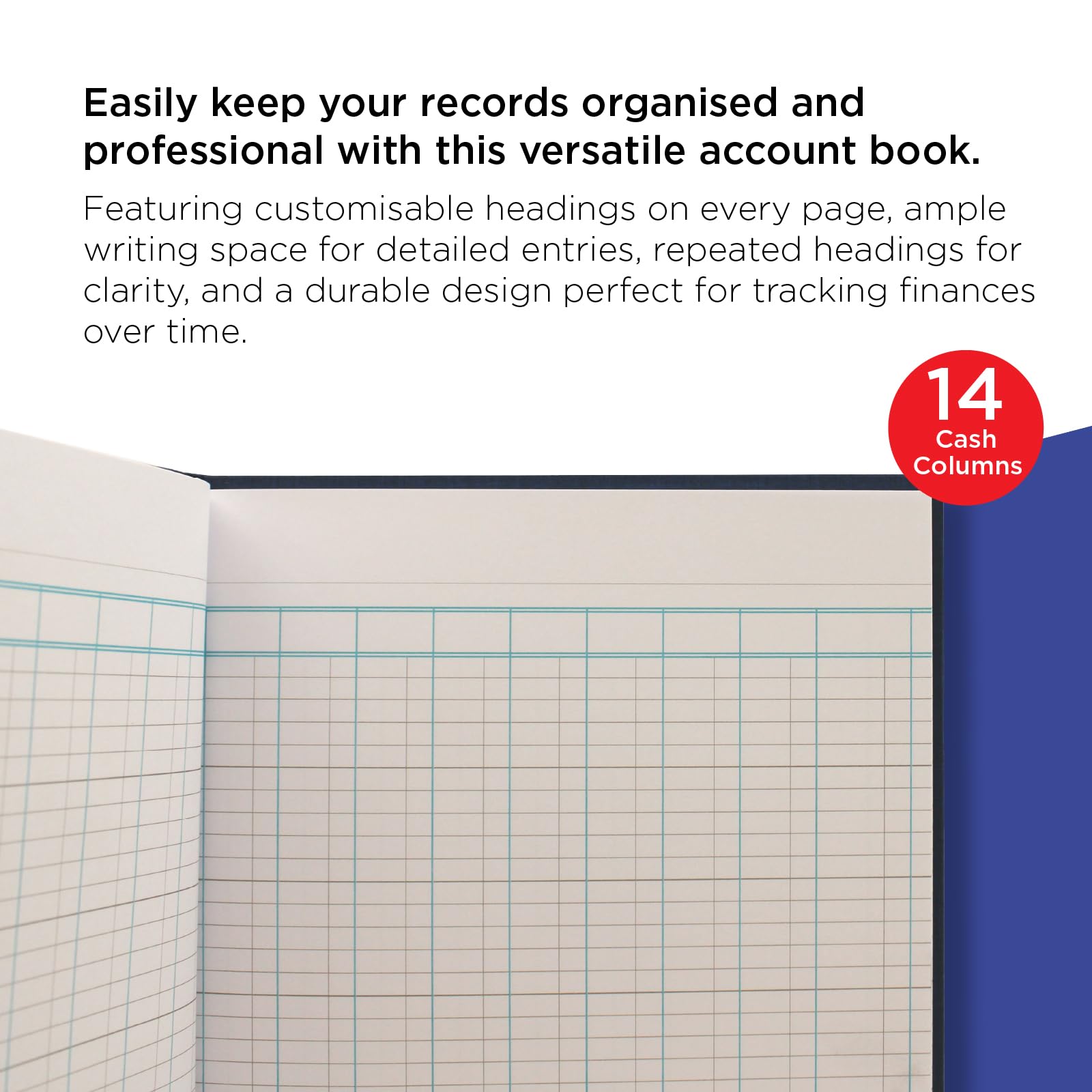 Ref 31/2-10Z - Guildhall - Account Book, 298 X 203mm, 2 Debit And 10 Credit Columns 80 Pages Of 95gsm Ledger Quality Paper Hardback Blue Vinyl Gb